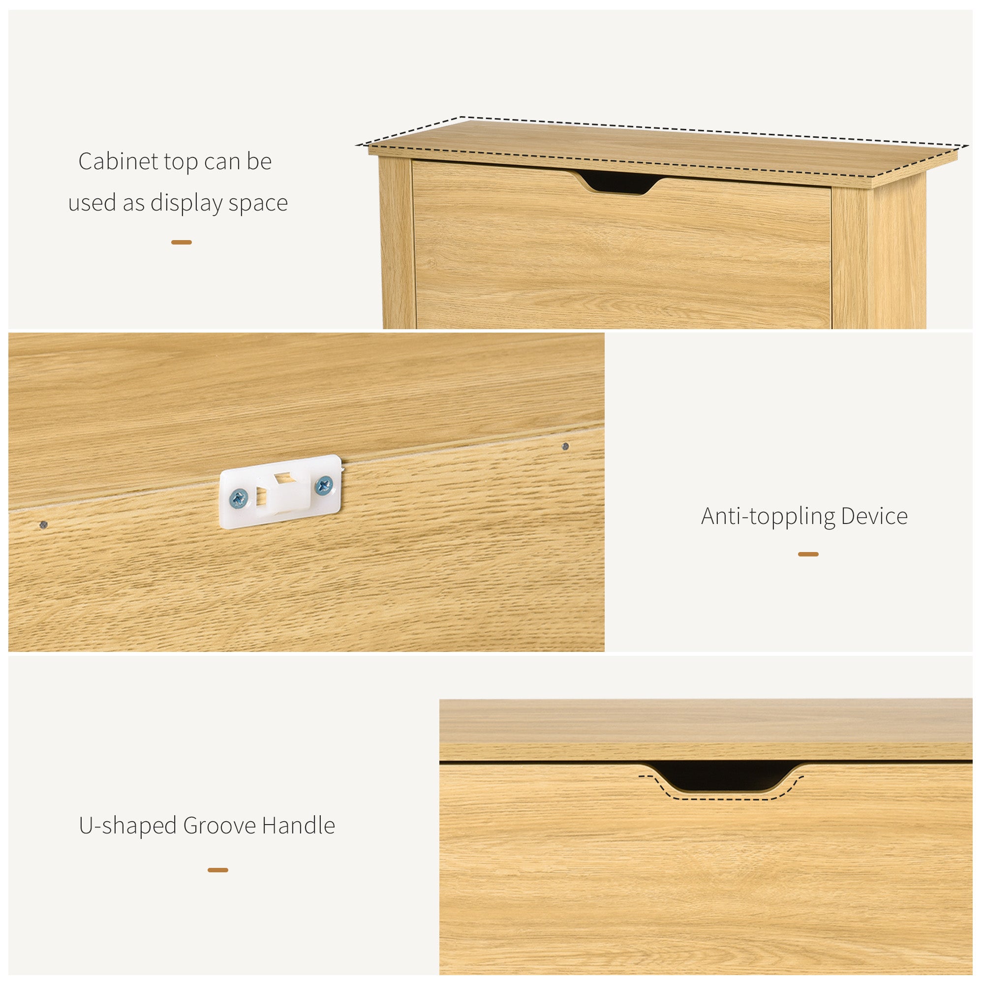 Shoe Storage Cabinet with 2 Flip Drawers and Adjustable Shelves for 8–12 Pairs of Shoes, Natural Wood