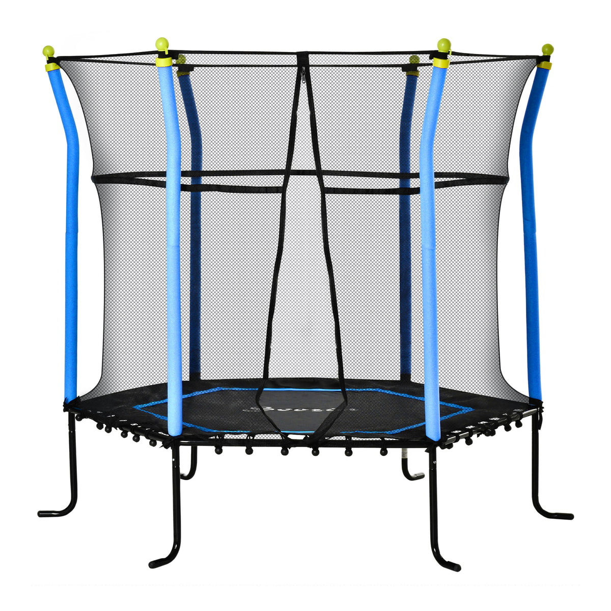 Soozier 63" Kids Trampoline Mini Indoor Bouncer Jumper with Enclosure Net Elastic Thick Padded Pole Gift for Child Toddler Age 3-6 Years Old Blue