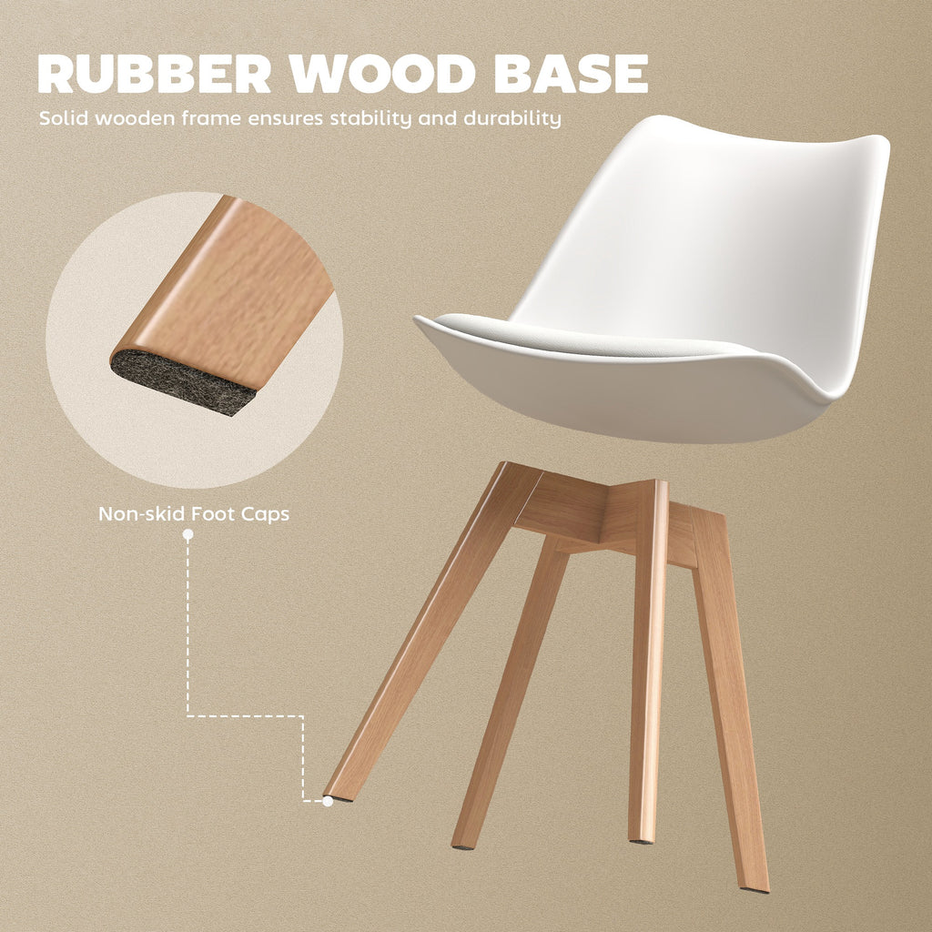 Modern Dining Table Chairs Set of 4, Rubber Wood Kitchen Table Chairs with PU Leather Cushion for Living Room, Bedroom