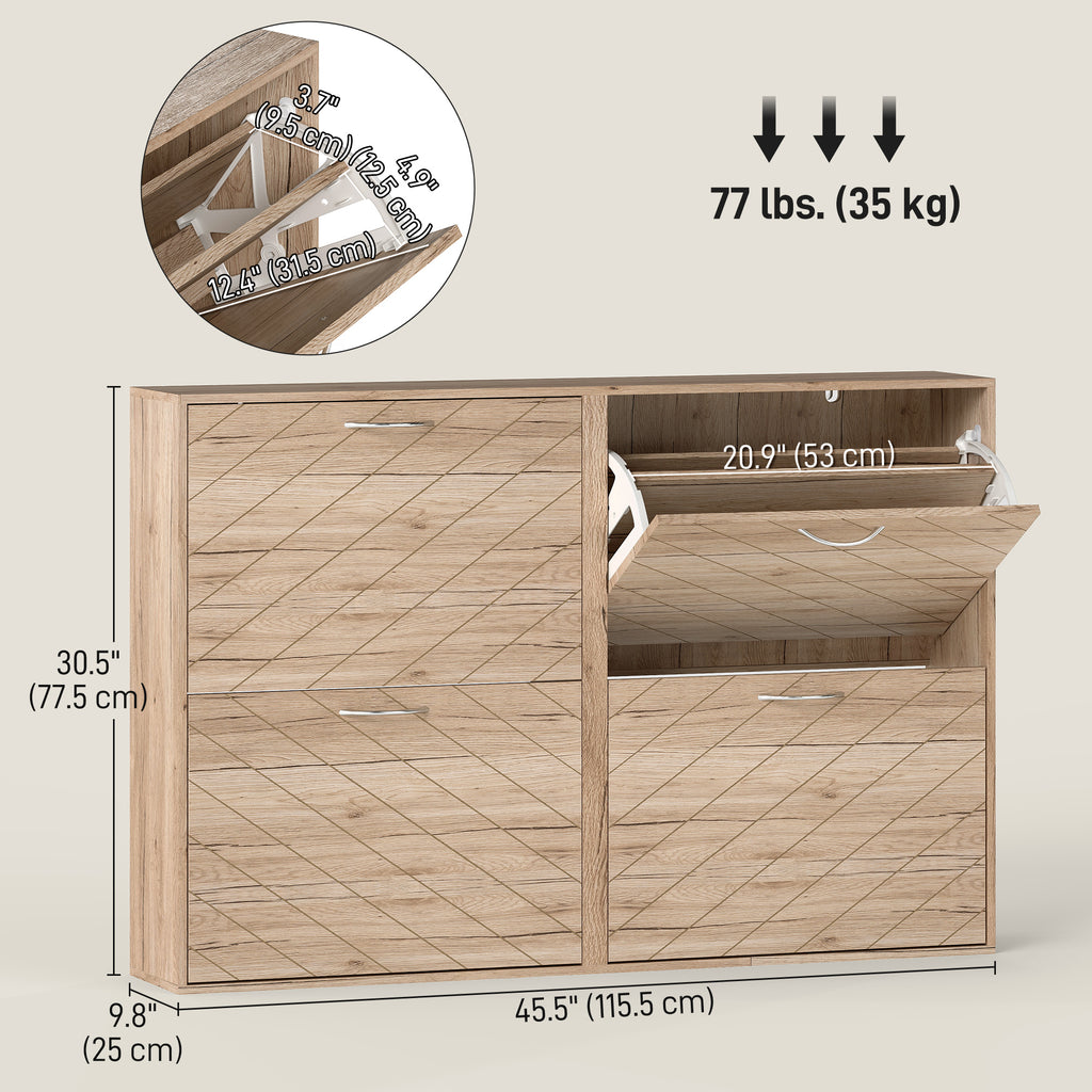 Shoe Storage Cabinet with 3 Flip Drawers, Narrow and Slim, 12 Pair of Shoes Organizer for Hallway, Entryway