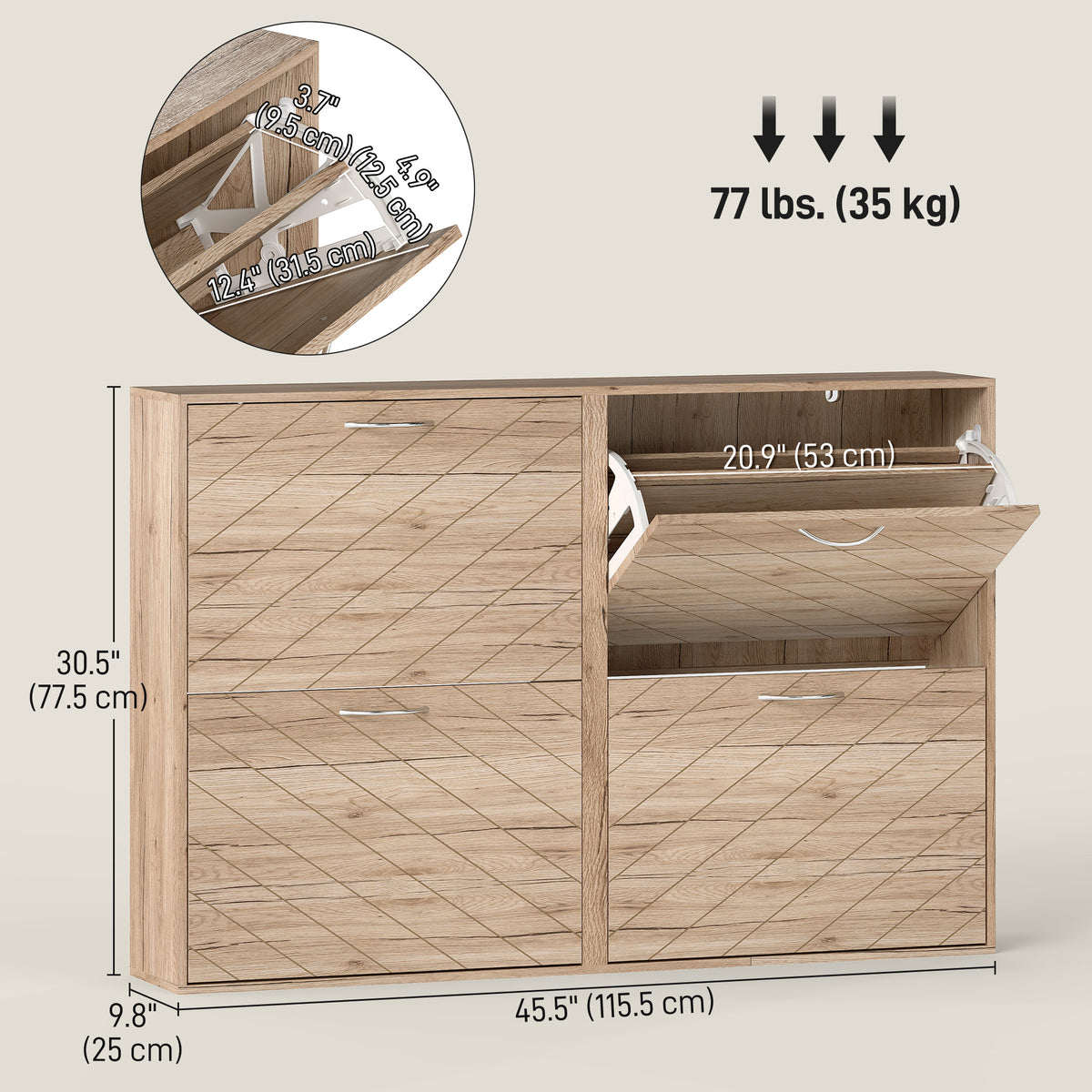 Shoe Storage Cabinet with 3 Flip Drawers, Narrow and Slim, 12 Pair of Shoes Organizer for Hallway, Entryway