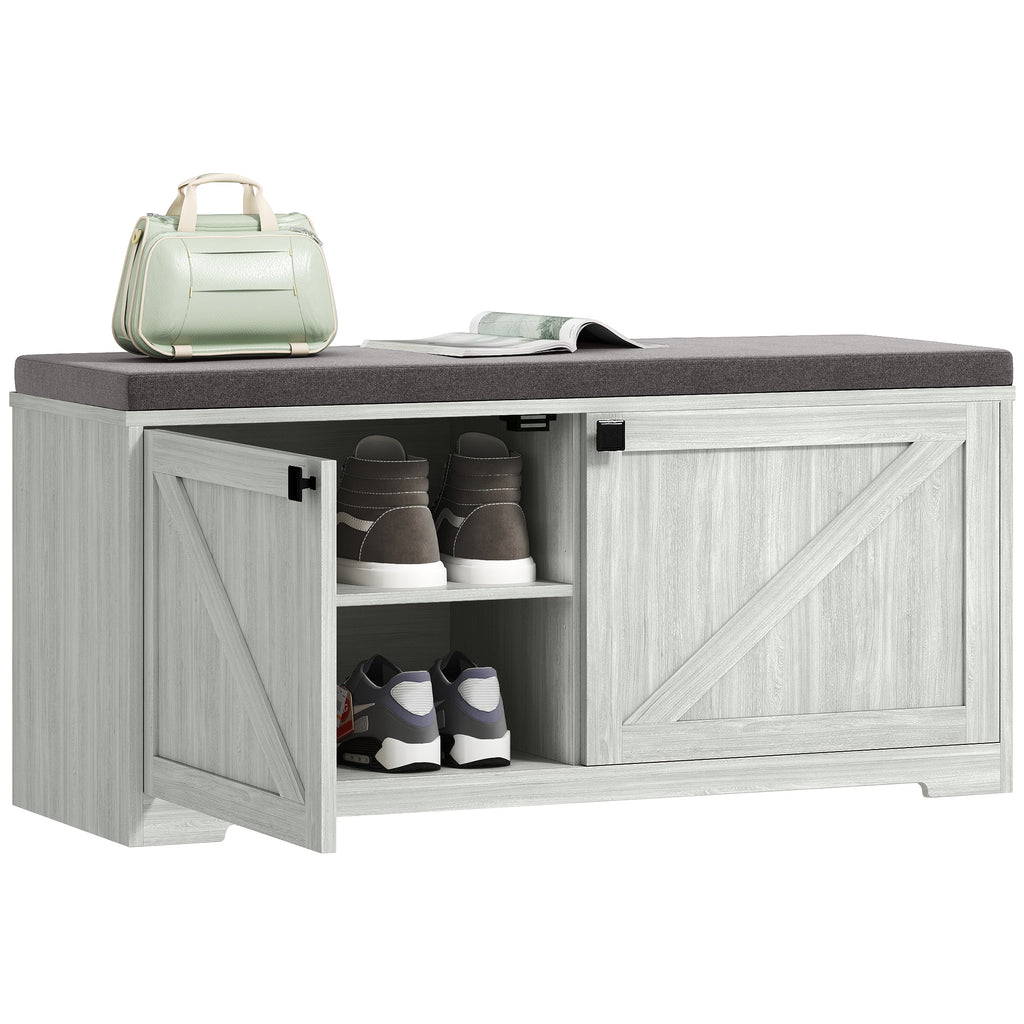 Shoe Storage Bench with Padded Seat, Entryway Bench Holds up to 352 lb, Shoe Organizer, 8 Pairs, Light Grey