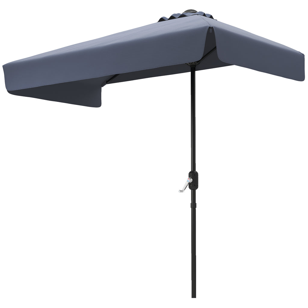 9.8ft Half Umbrella Semi Round Patio Parasol with Crank Handle, Top Vent for Garden, Balcony- NO BASE INCLUDED Dark Grey