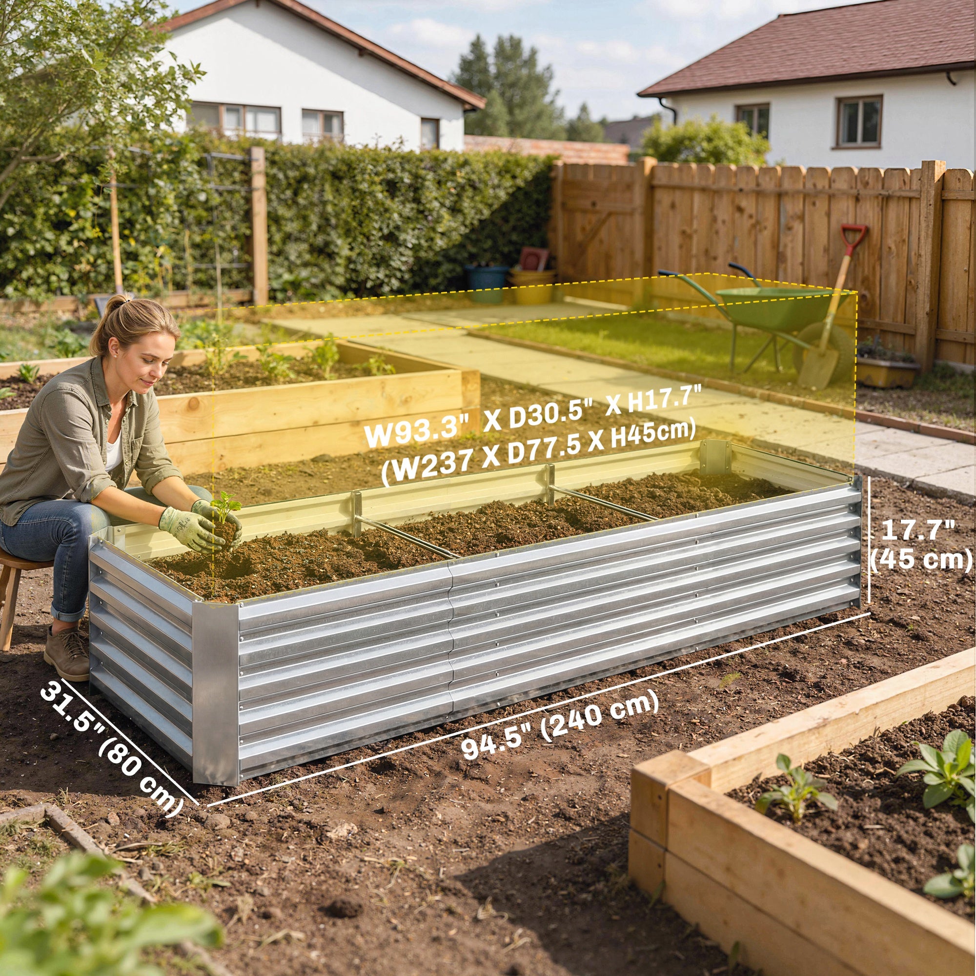 6 x 3 x 1ft Galvanized Raised Garden Bed, Reinforced Outdoor Planter Box with Open Bottom, Silver
