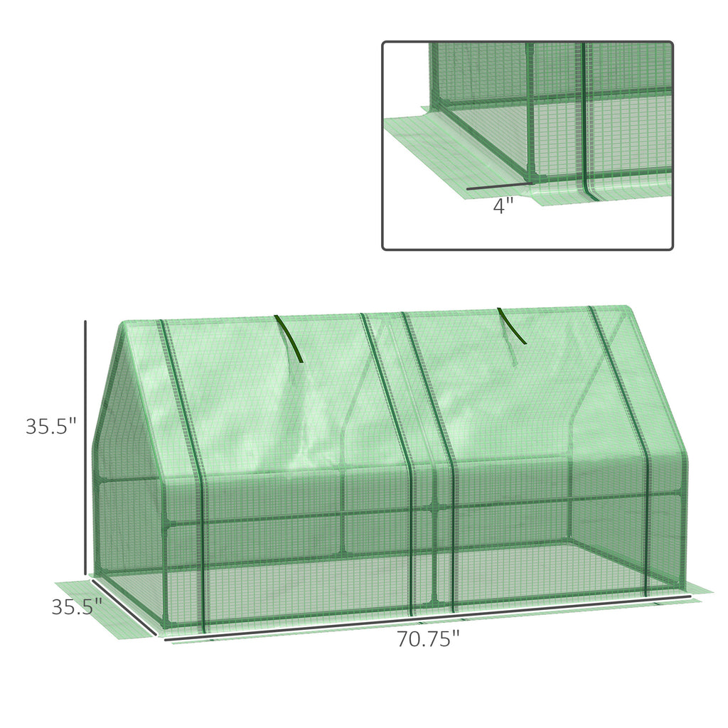 6' x 3' x 3' Portable Tunnel Greenhouse Outdoor Garden Mini with Large Zipper Doors & Water/UV PE Cover White