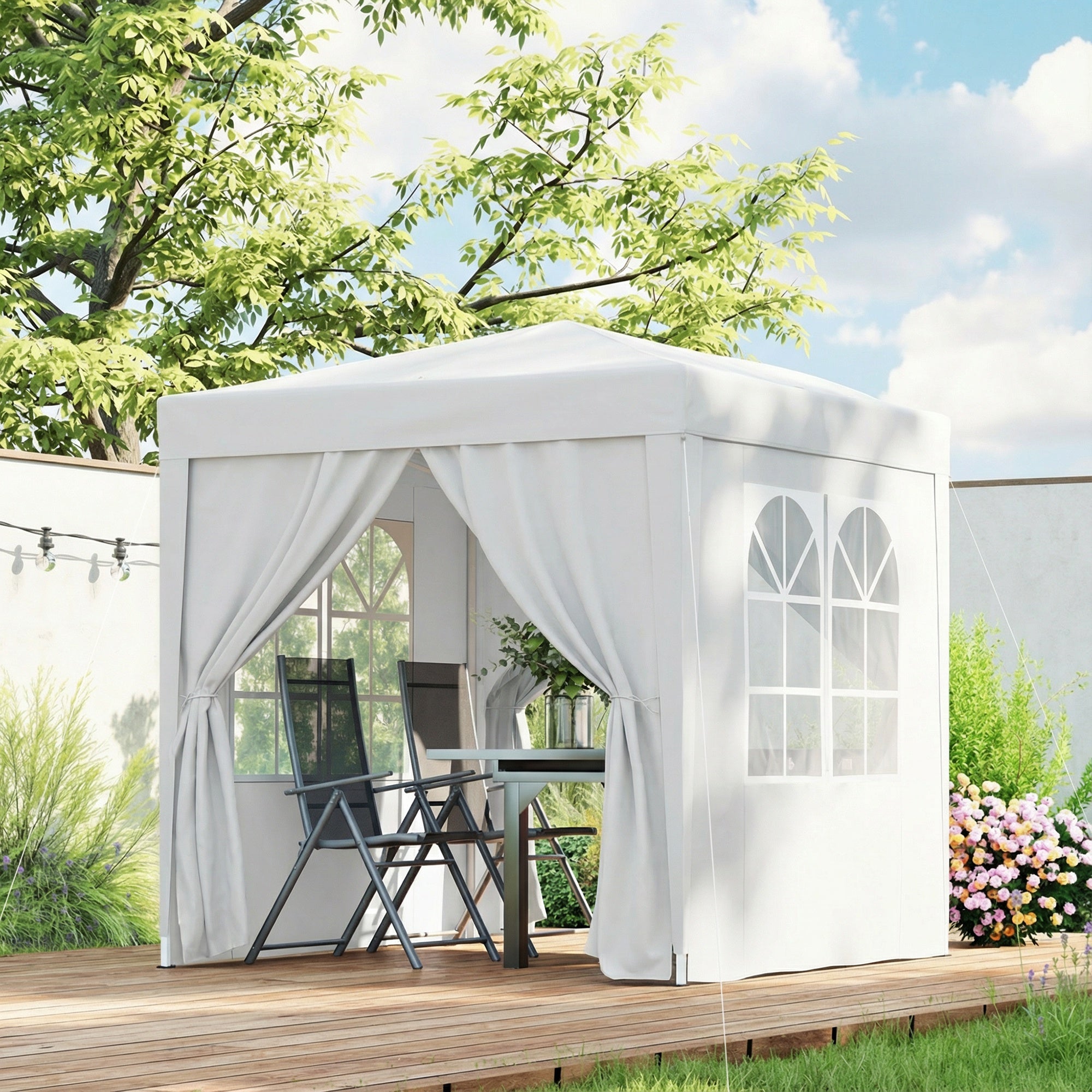 6.6'x6.6' Pop Up Canopy Tent with Sidewalls, Instant Sun Shelter Camping Gazebo with Carry Bag, Grey