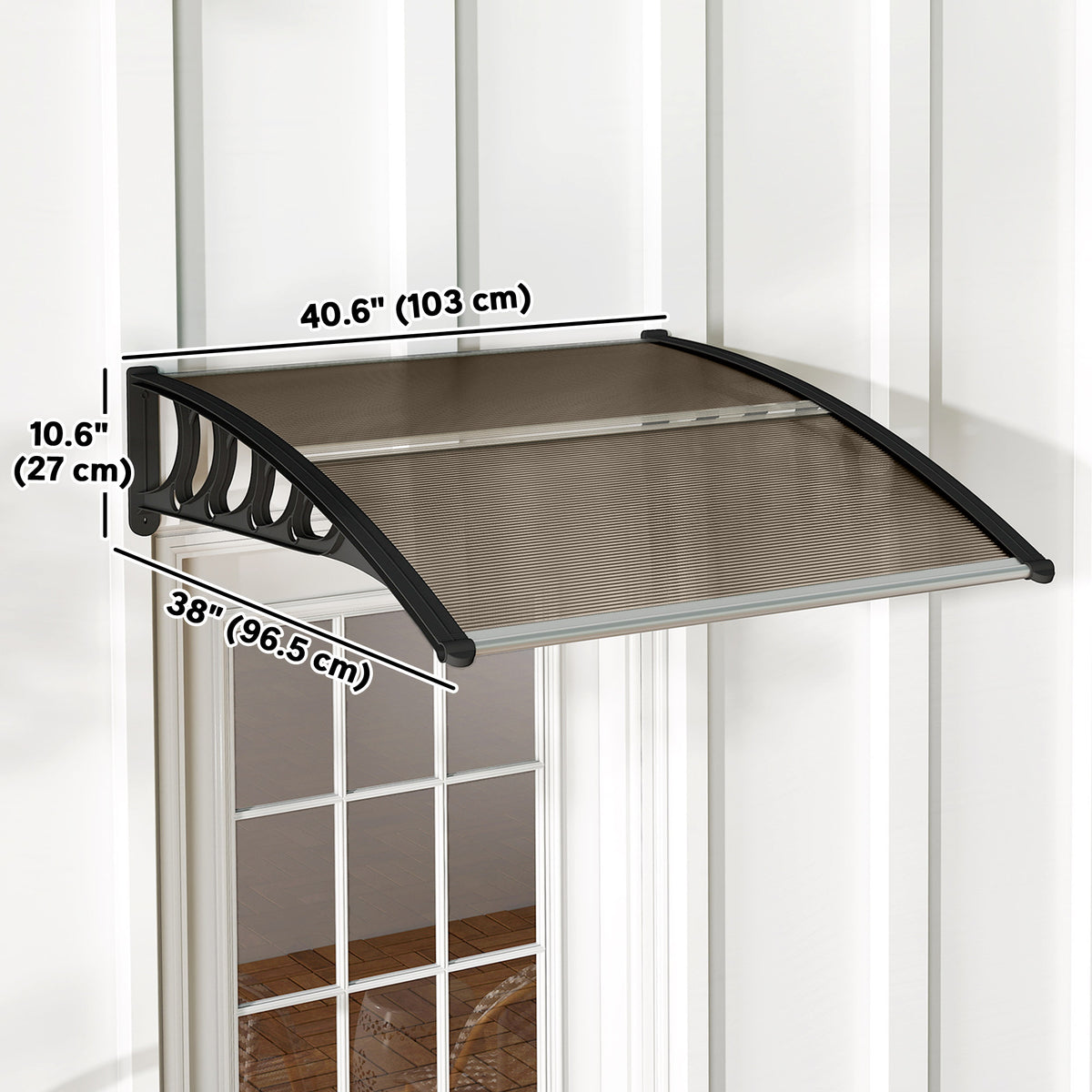 መጋረጃ በሪ ካኖፒ፣ 40.6" x 38" ፖሊካርቦኔት ቅድሚ በሪ ደገ ወይን ገላጋይ ሽፋን ባዶ ሉህ ዘለዎ ንUV መከላኸሊ፣ ቡናዊ