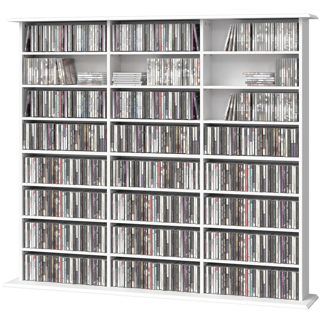 Media Storage Cabinet, 8-Tier DVD Shelf with 18 Adjustable Shelves, Holds 1032 CDs, 594 DVDs or Blu-rays, Black
