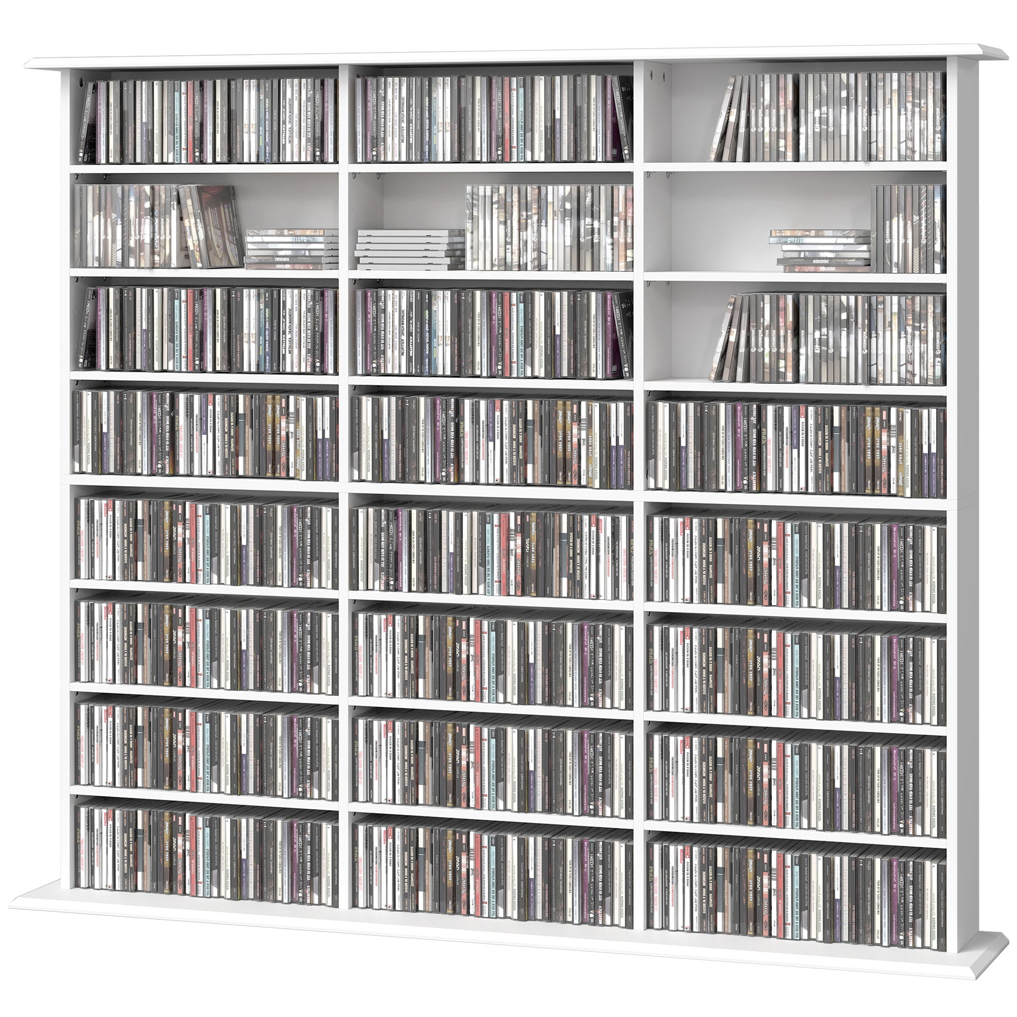 Media Storage Cabinet, 8-Tier DVD Shelf with 18 Adjustable Shelves, Holds 1032 CDs, 594 DVDs or Blu-rays, Black
