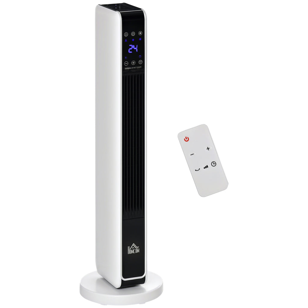 Ceramic Tower Heater, Oscillating Space Heater with Remote Control, Timer, Tip-Over & Overheat Protect, 750W/1500W