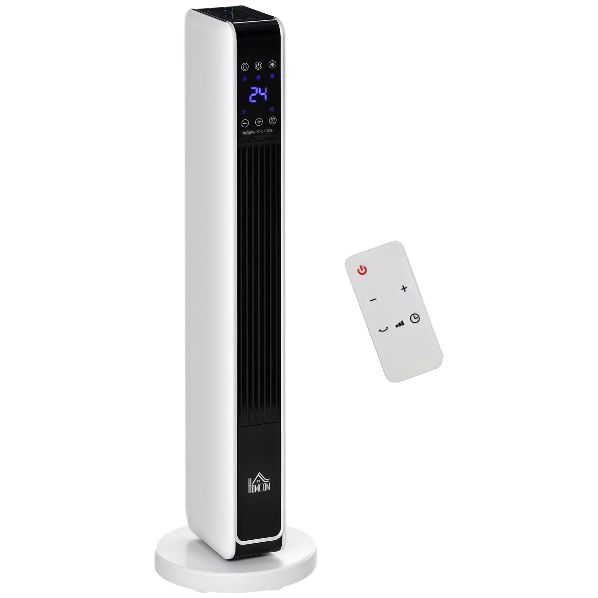 Ceramic Tower Heater, Oscillating Space Heater with Remote Control, Timer, Tip-Over & Overheat Protect, 750W/1500W