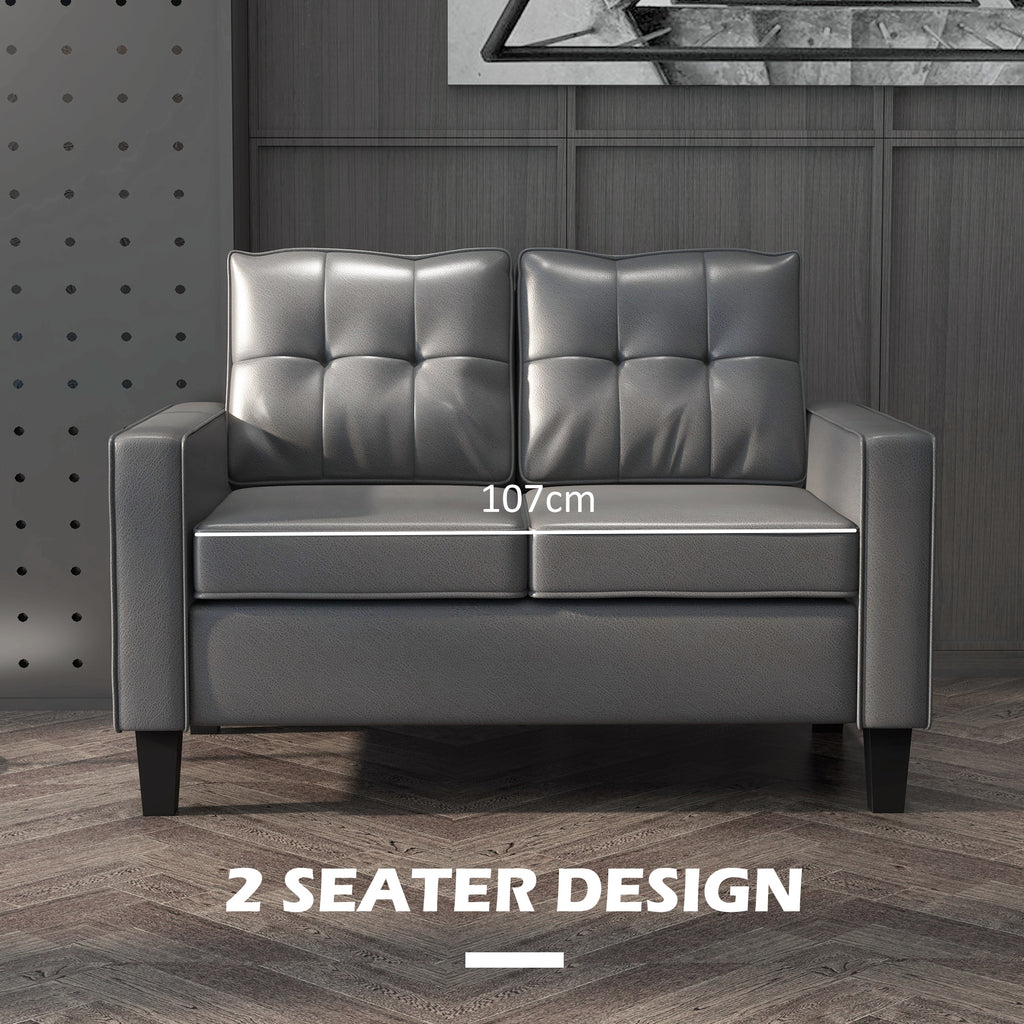 51" ፒዩ ሌዘር ሎቭሲት፣ ብክንድሊ ዝተሸፈነ ድርብ ሶፋ ኮውች ምስ ኣንጸባራቒ ኣእማም፣ ቱፍትድ ዝበሃል ድሕረ መደገፊ፣ ኪስ ስፕሪንግን ስፖንጅ ዝተሞልአ ትራስን፣ ንክፍሊ መነባብሪ፣ ንድማቕ ክፍሊ፣ ንቤት ቢሮ፣ ግራጫ