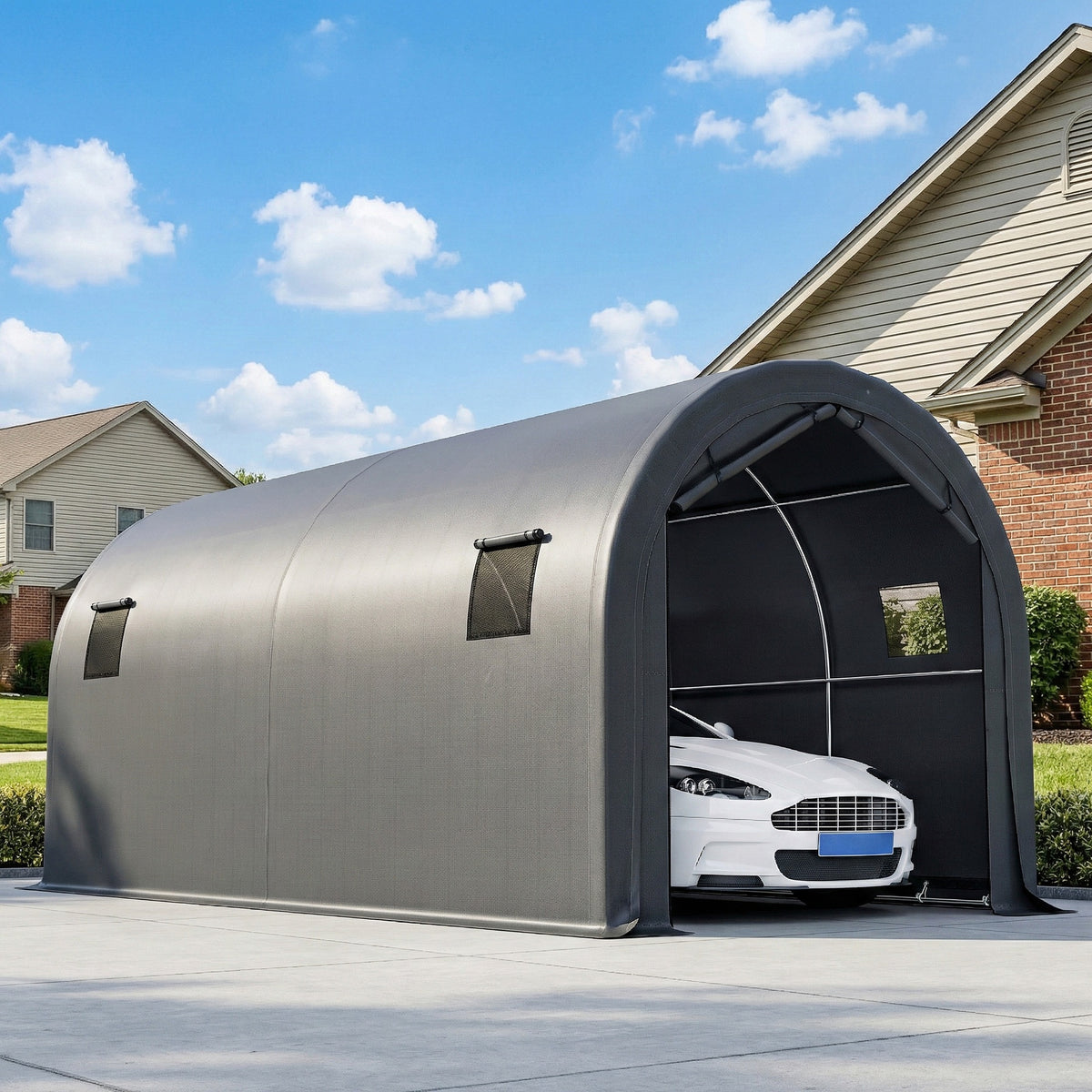10' x 19' Heavy Duty Carport, Portable Garage Car Canopy Tent Shelter with Reinforced Galvanized Frame, Dark Grey