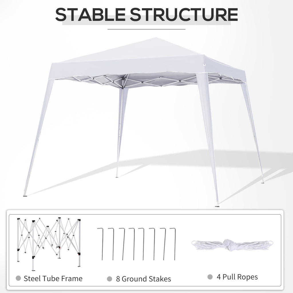 8' x 8' Pop Up Canopy, Outdoor Foldable Tent, Portable Canopy Tent with Carrying Bag for Camping, Party, Picnic, White