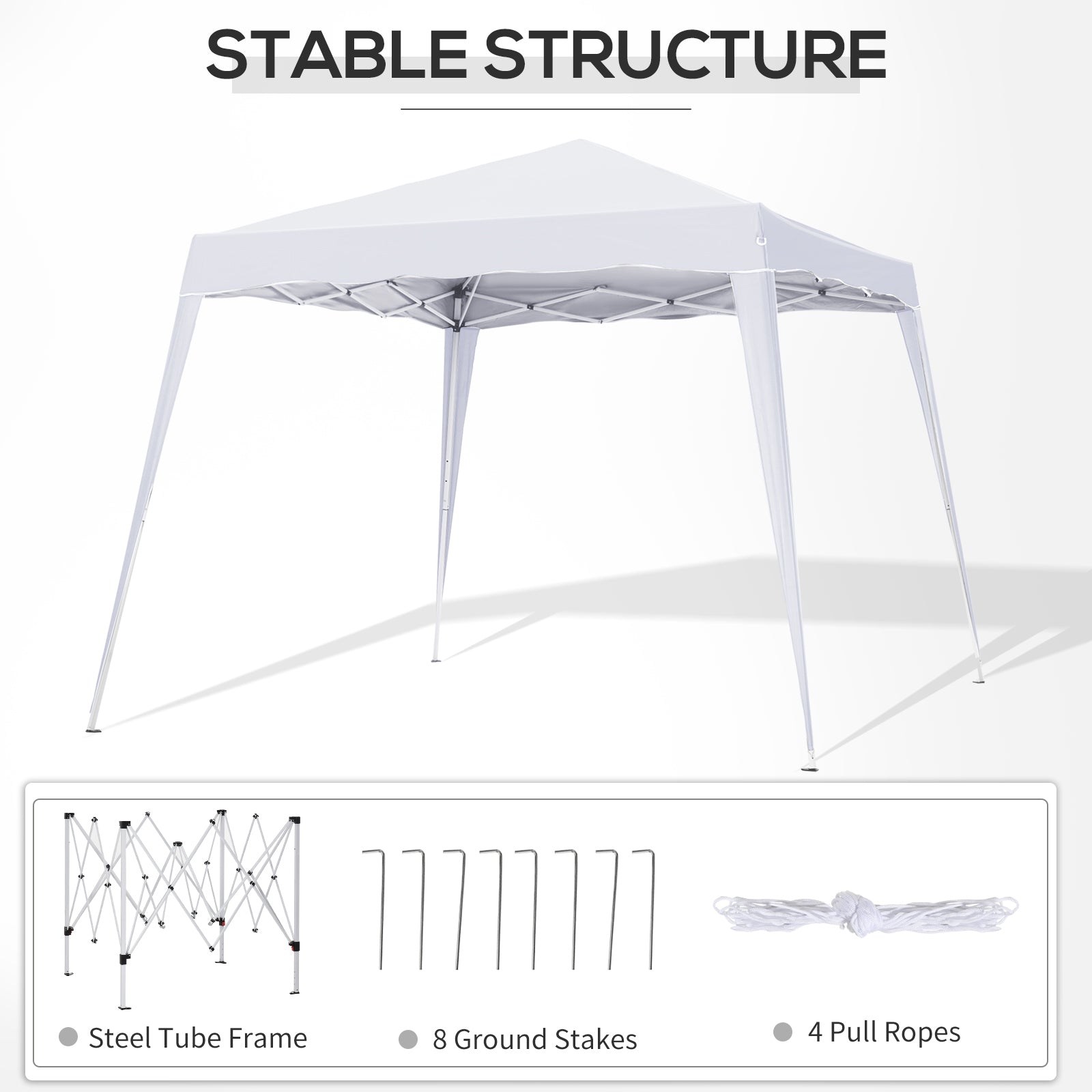 8' x 8' Pop Up Canopy, Outdoor Foldable Tent, Portable Canopy Tent with Carrying Bag for Camping, Party, Picnic, White