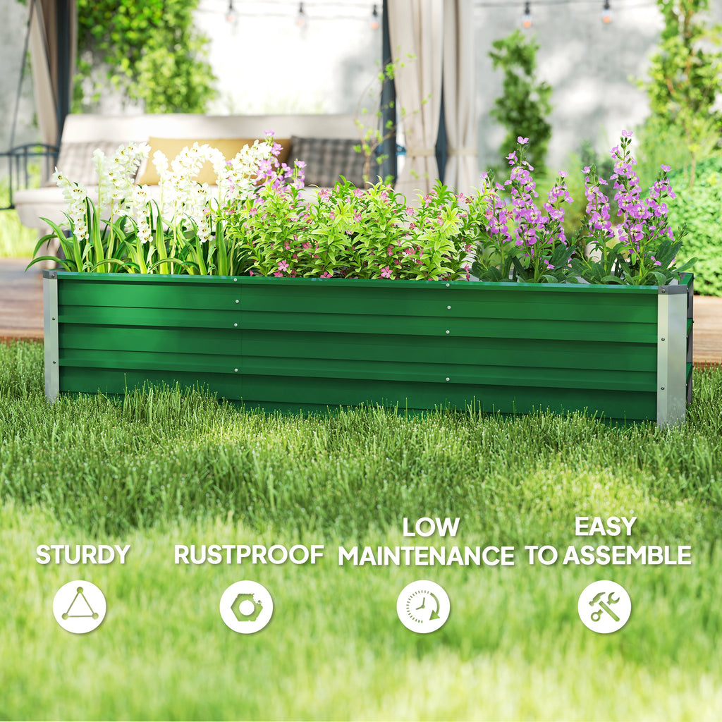 سرير حديقة مرتفع مجلفن 6' × 1.5' × 1.3'، صندوق زارع معدني كبير مرتفع مع قفازات تركيب للفناء الخلفي والباحة لزراعة الخضروات والأعشاب والزهور، أخضر