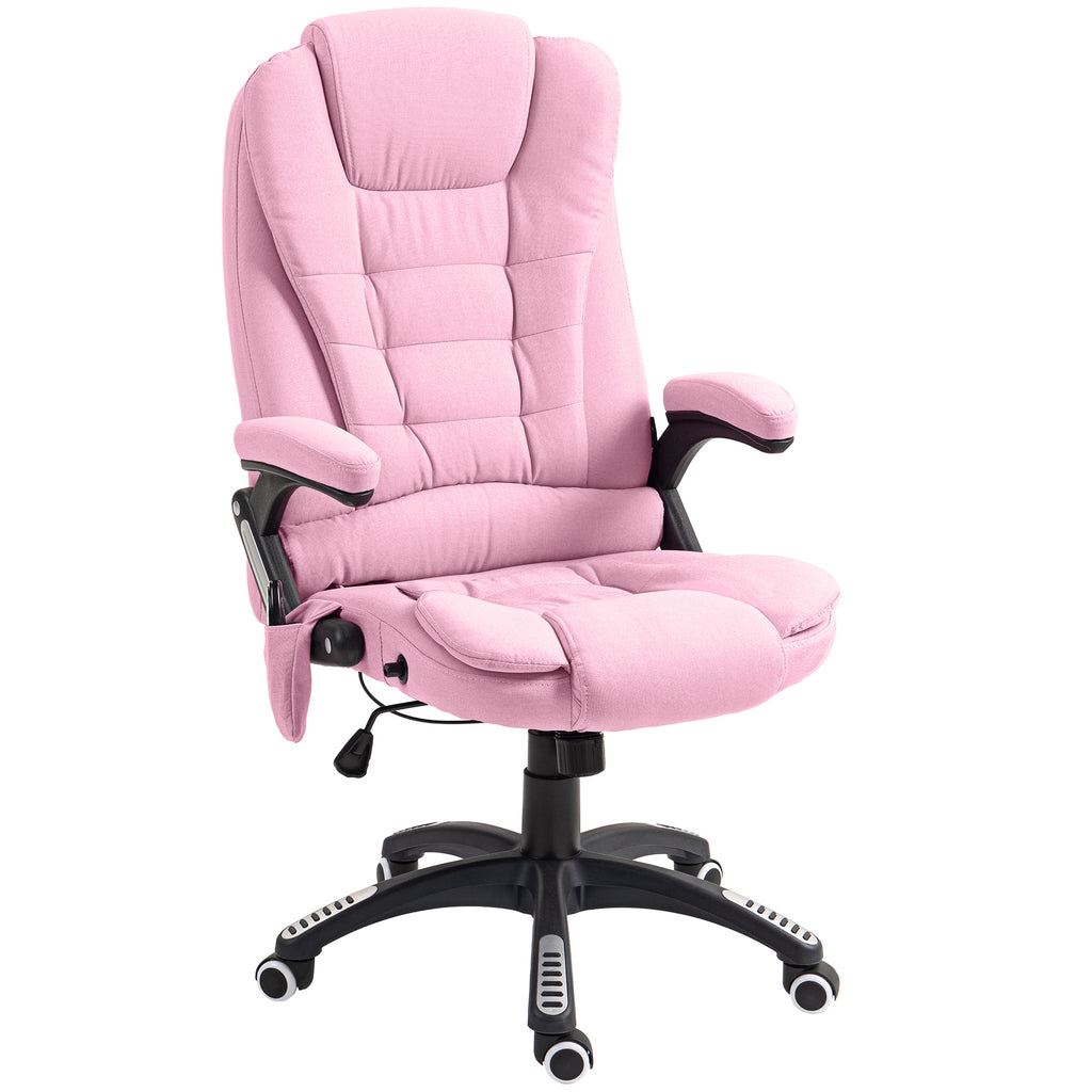 6 Point Vibrating Massage Home Office Chair High Back Executive Chair with Reclining Back, Swivel Wheels, Pink