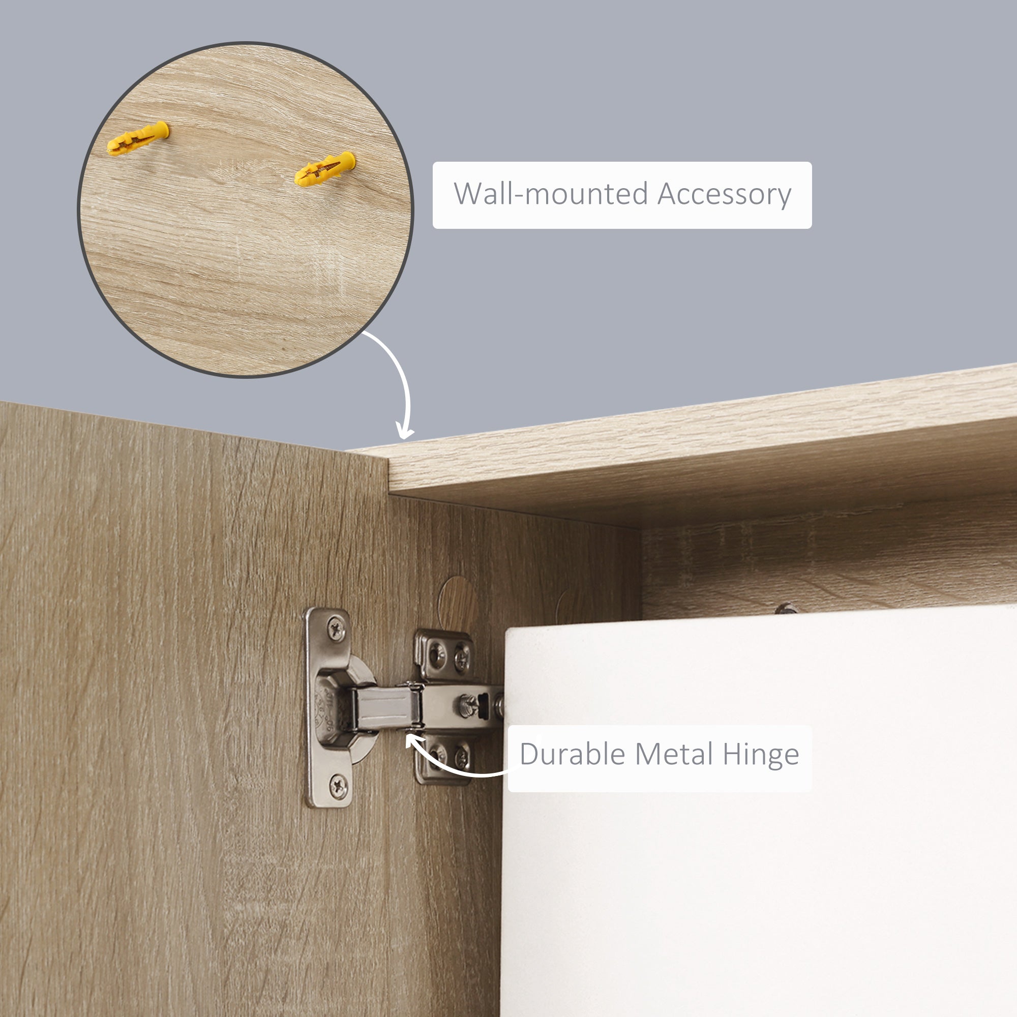 Medicine Cabinet with Mirror, Wall Mounted Bathroom Mirror Cabinet, Bathroom Wall Cabinet with 3 Open Shelves, Natural