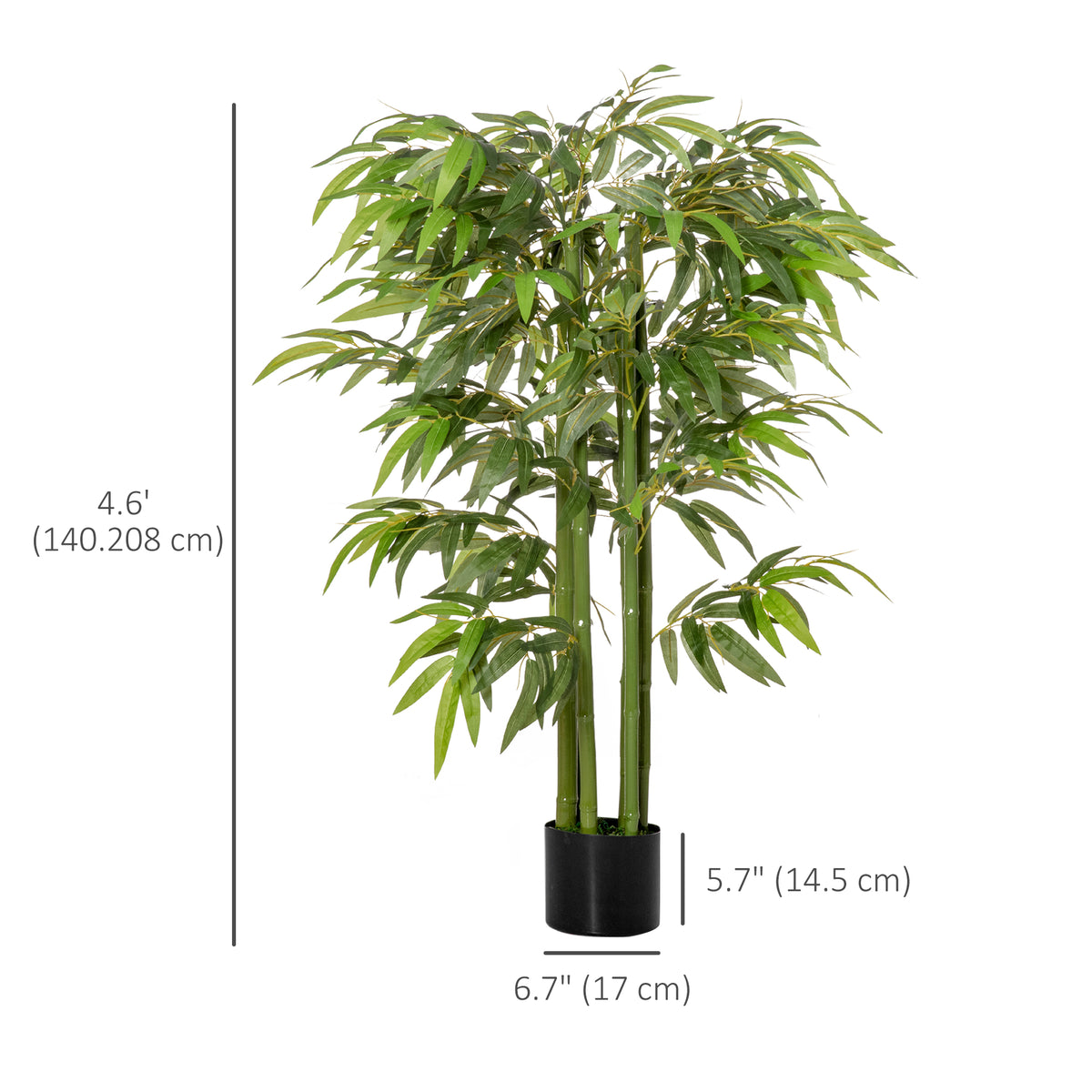 4FT Artificial Bamboo Tree Faux Decorative Plant in Nursery Pot for Indoor Décor