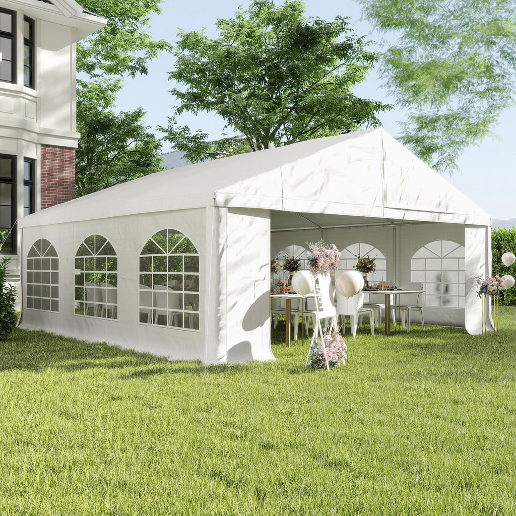 20' x 20' Heavy-duty Large Wedding Tent, Outdoor Carport Garage Party Tent, Patio Gazebo Canopy with Sidewall, Grey