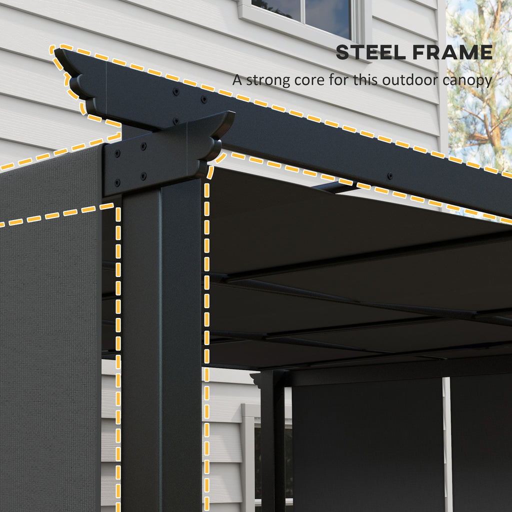 10' x 12' Metal Pergola, Outdoor Pergola with Retractable Canopy, for Garden, Patio, Backyard, Deck