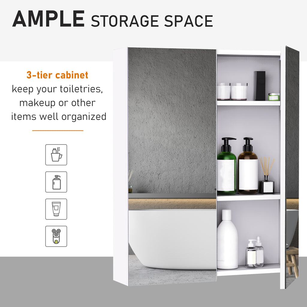 Wall Mount Medicine Cabinet with Mirror, Bathroom Mirror Cabinet Storage Organizer with Adjustable Shelf, Double Door Cupboard, Soft Closing, 23.5" x 29.5", Light Lilac