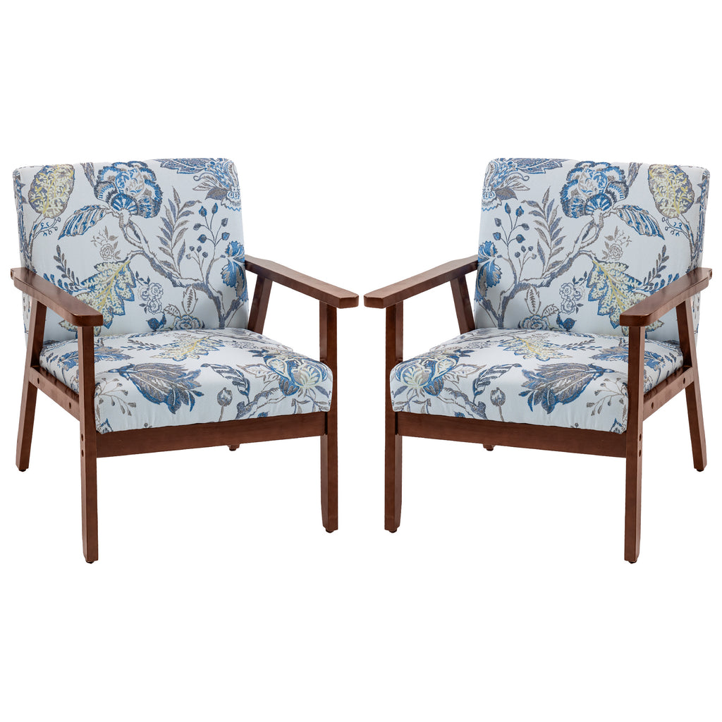 Modern Accent Chairs with Cushioned Seat, Upholstered Linen-Feel Armchair for Bedroom, Living Room, Multicolored