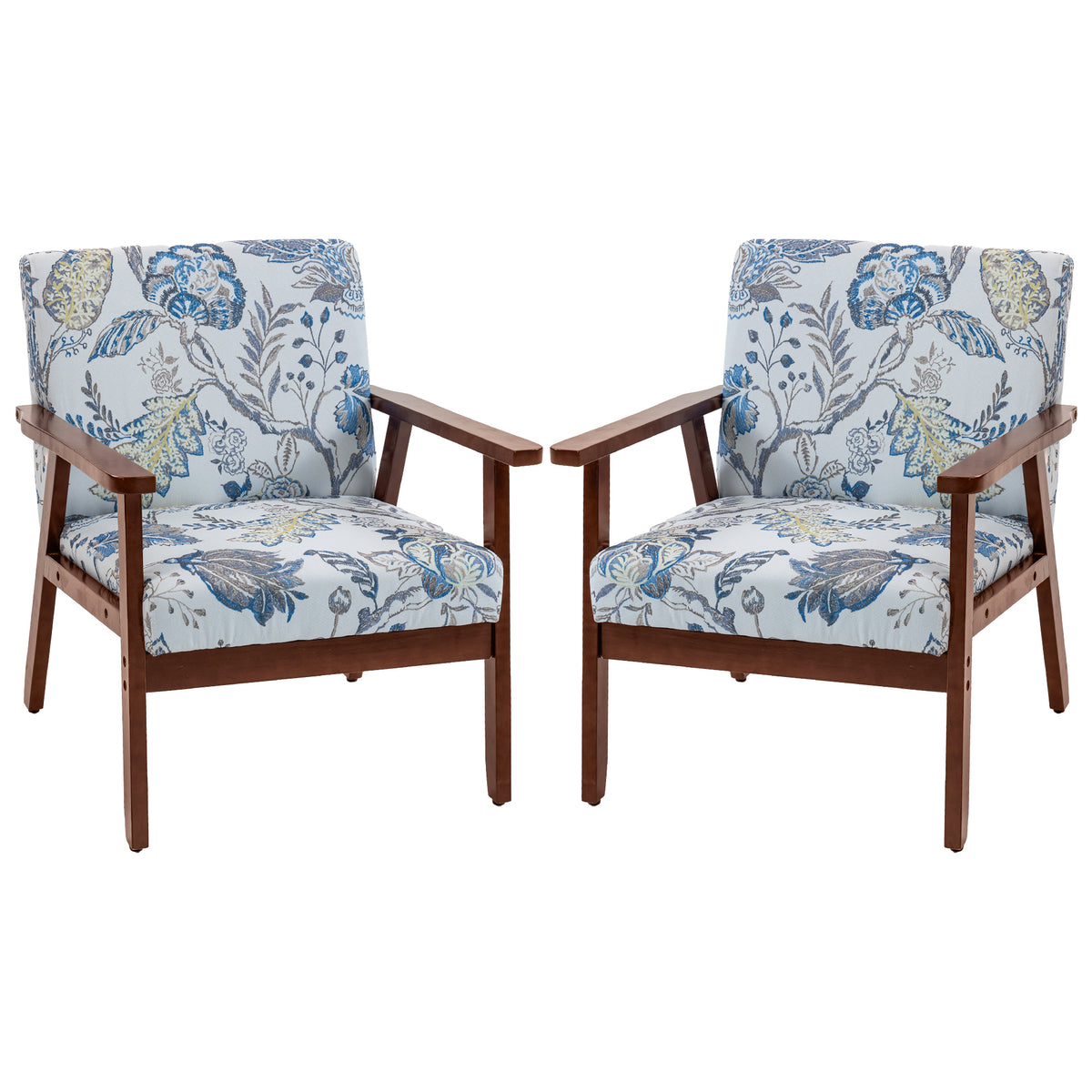 Modern Accent Chairs with Cushioned Seat, Upholstered Linen-Feel Armchair for Bedroom, Living Room, Multicolored