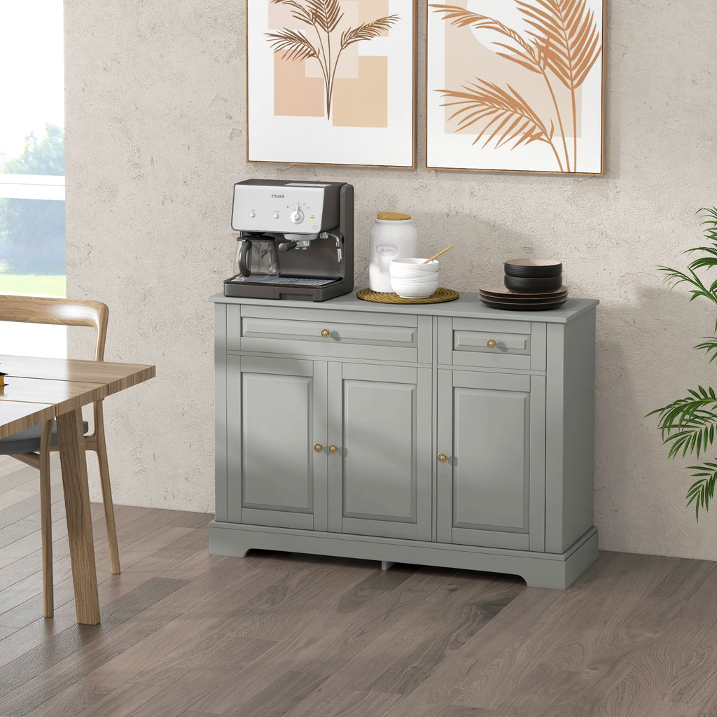Modern Sideboard Cabinet, Buffet Cabinet with 2 Drawers and Adjustable Shelves, Buffets Tables for Dining Room, Black