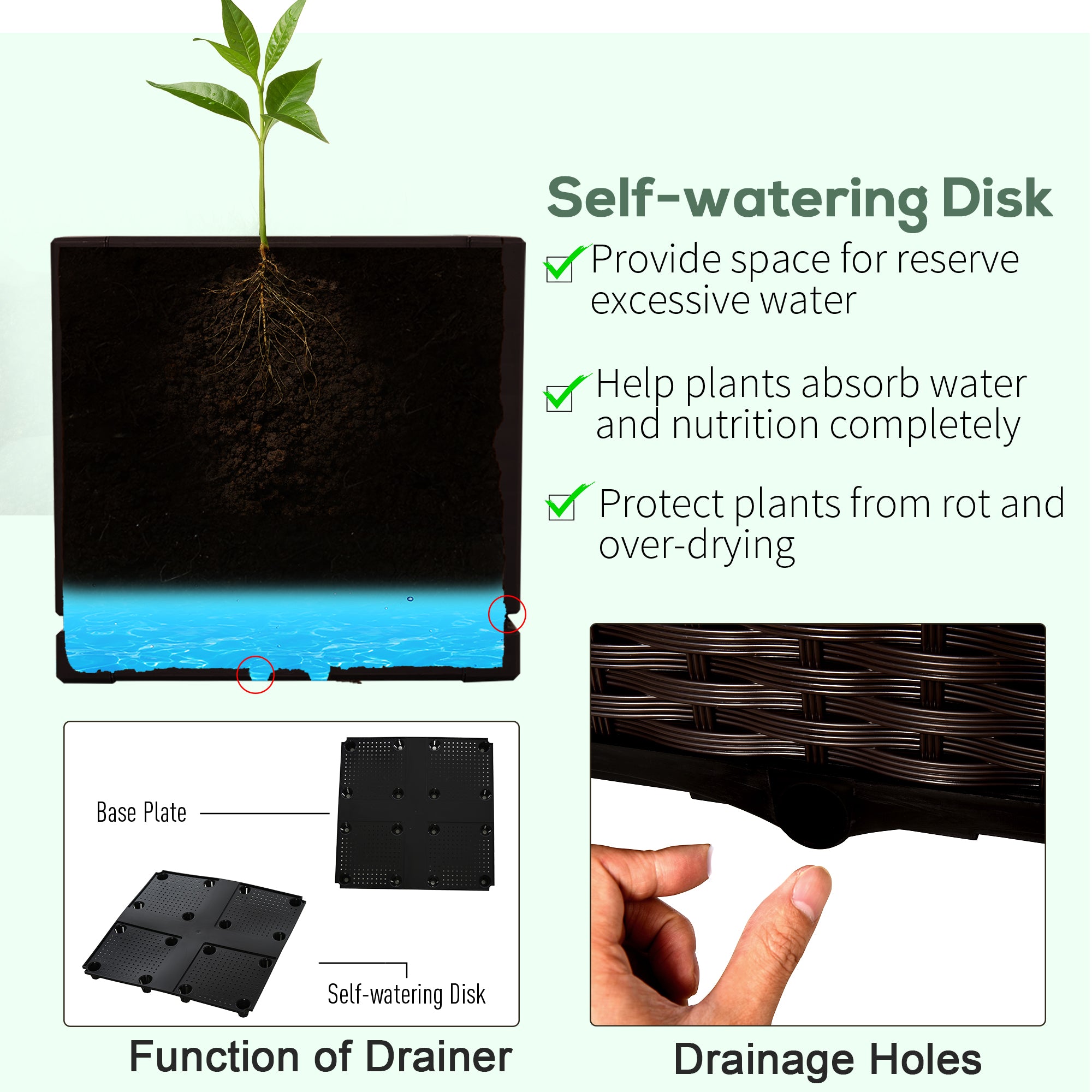4 Piece Raised Garden Bed PP Raised Flower Bed Vegetable Herb Grow Box Stand Brown