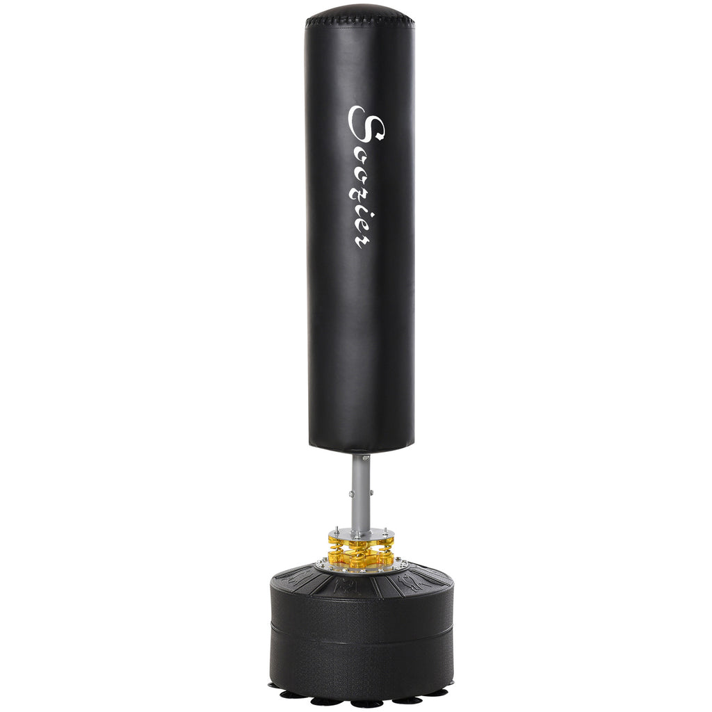Soozier Freestanding Boxing Punch Bag Stand, Height Adjustable, with Fillable Base, Absorption Springs, Suction Cups