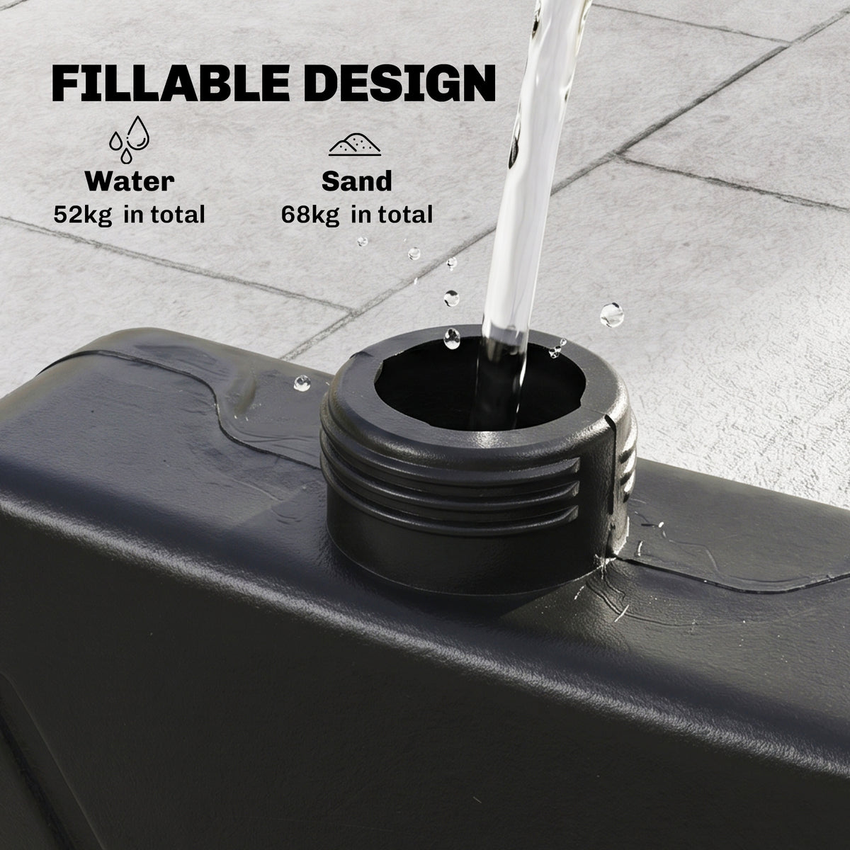 4PCs Cantilever Umbrella Base Weights for Offset Banana Parasol, Wicker Effect HDPE Water or Sand Filled Patio Umbrella Weights with Built-in Handles, Black
