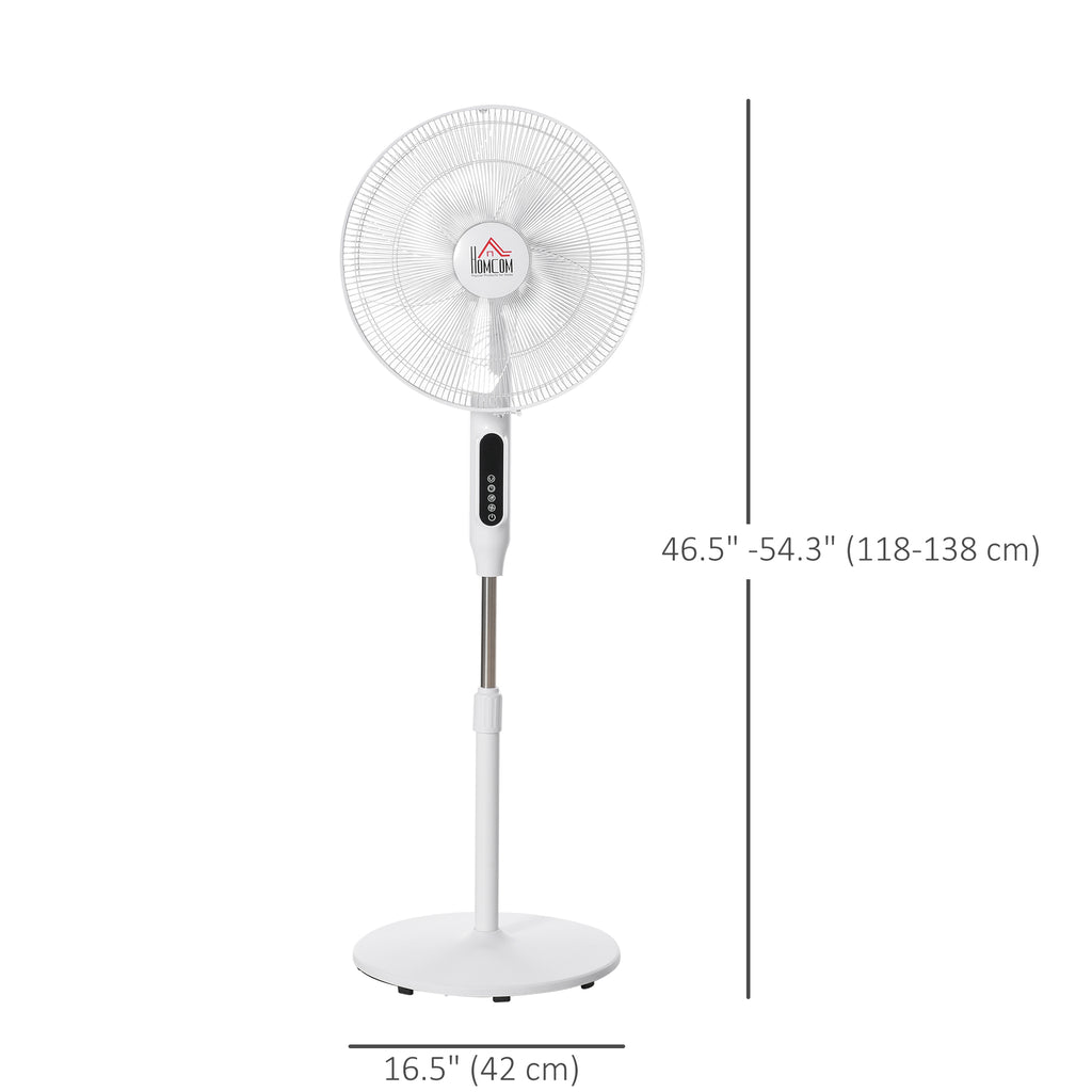 Standing Floor Fan with Remote Control, Stand Up Cooling Fan, Tall Pedestal Electric Fan for Home Bedroom, White