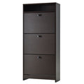 Slim Shoe Storage with 3 Flip Drawers and Adjustable Shelves Shoe Cabinet Organizer for 9 Pair, Coffee