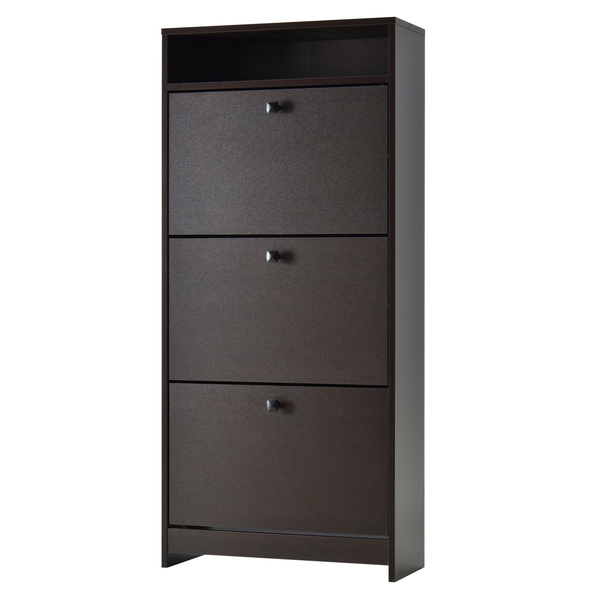 Slim Shoe Storage with 3 Flip Drawers and Adjustable Shelves Shoe Cabinet Organizer for 9 Pair, Coffee