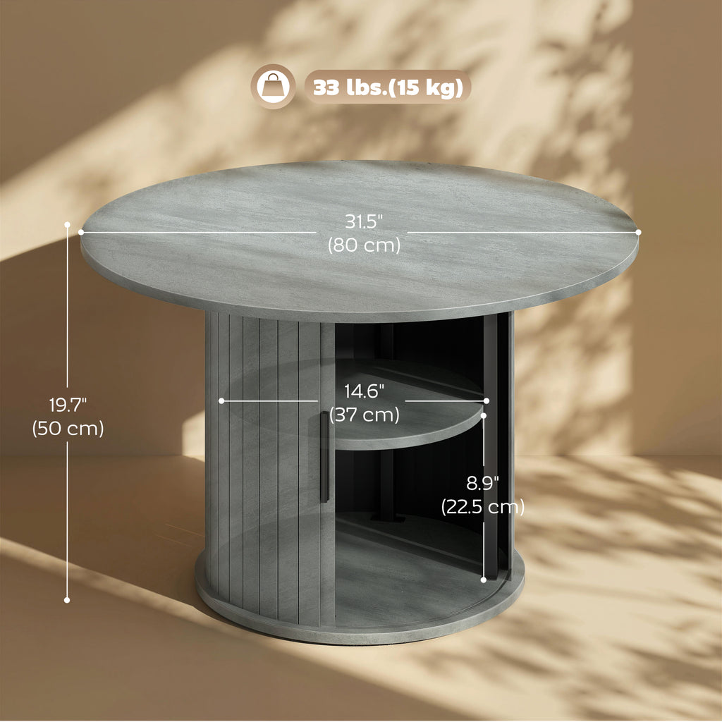 Round Coffee Table, 31.5" Center Table, Cement Grey