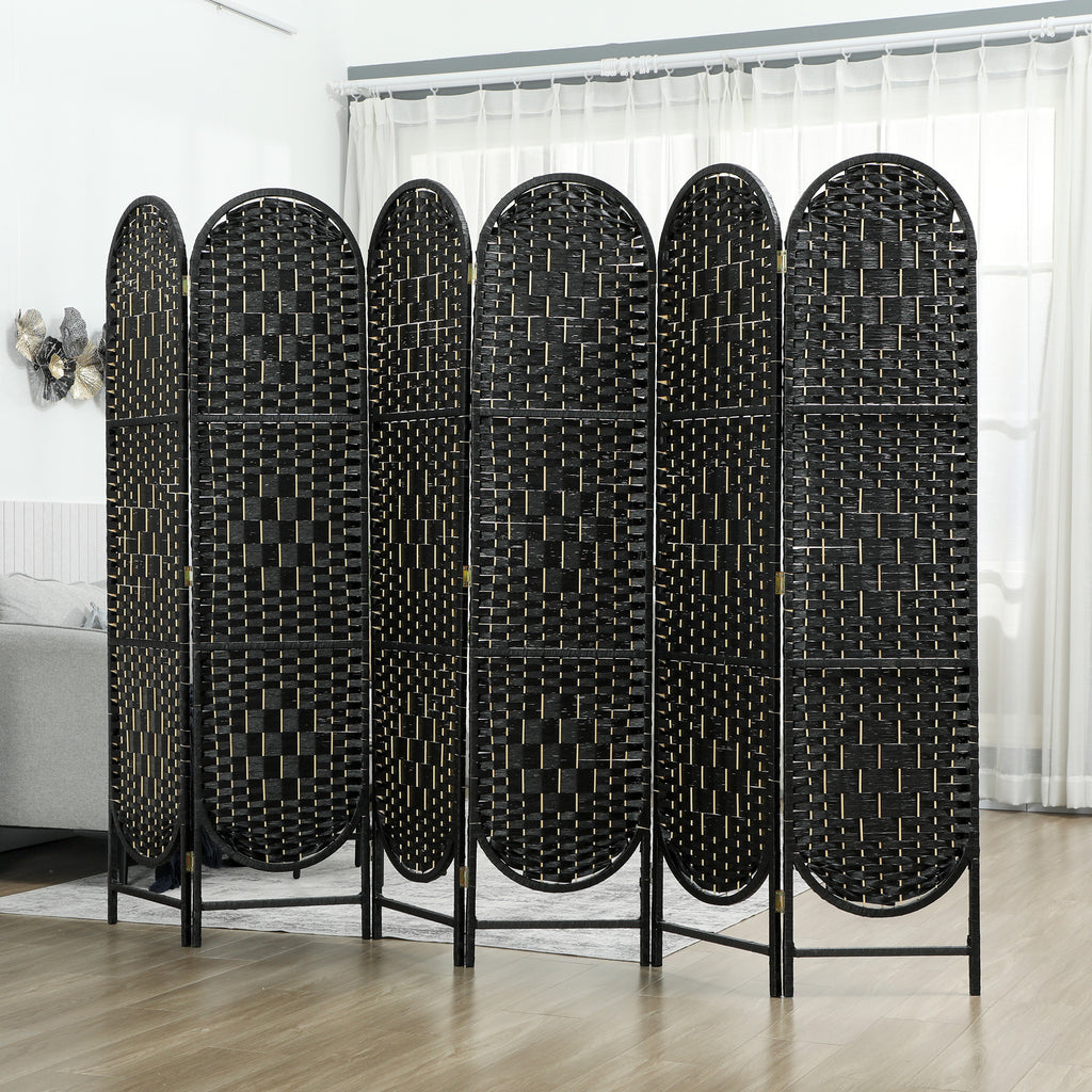 Bohemian Privacy Screen, Folding Room Divider with 4 Panels and Arched Top for Bedroom Living Room Office, Black