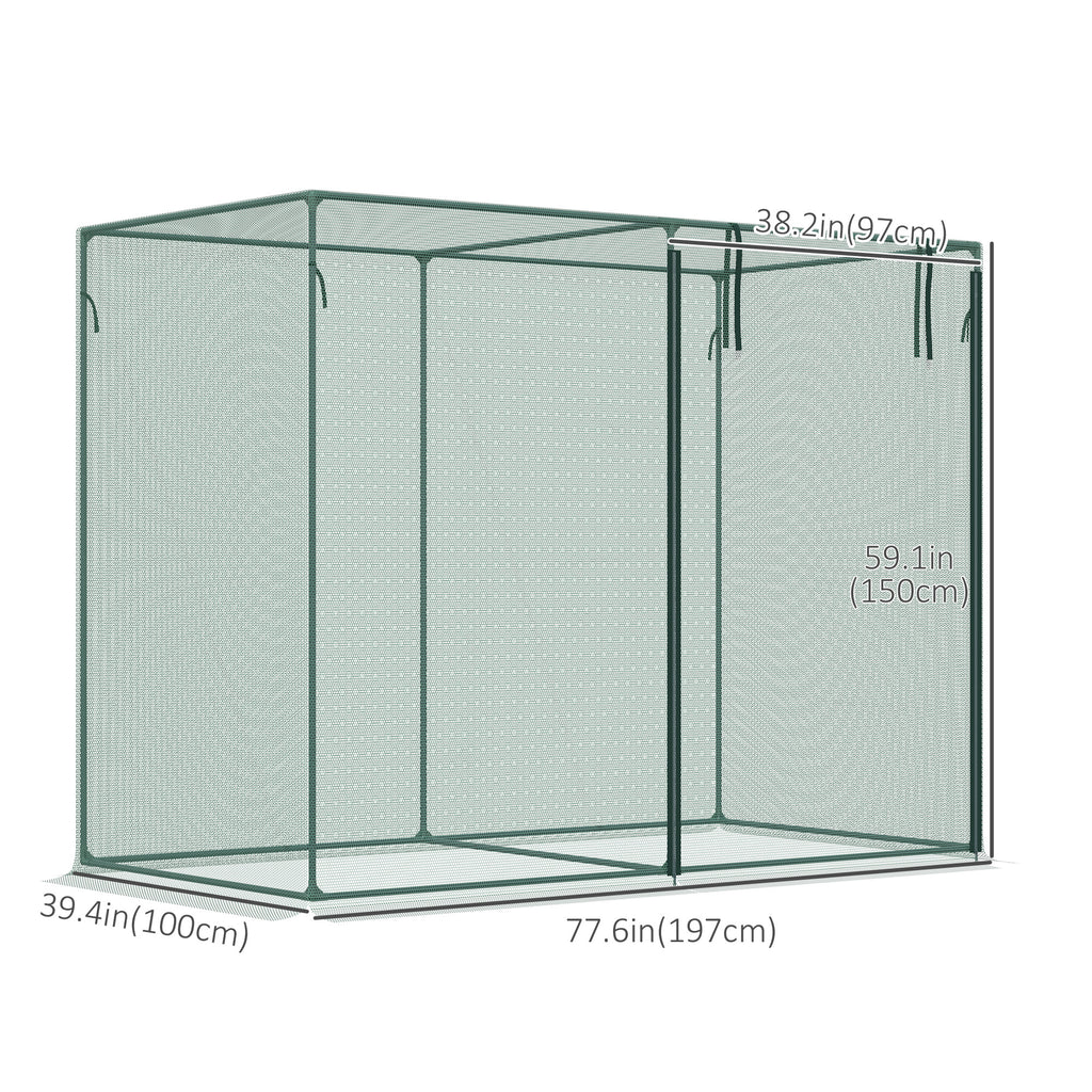 6.5 x 3.3ft Crop Cage, Garden Plant Protector with Single Zippered Door, Storage Bag and Ground Stakes, Black