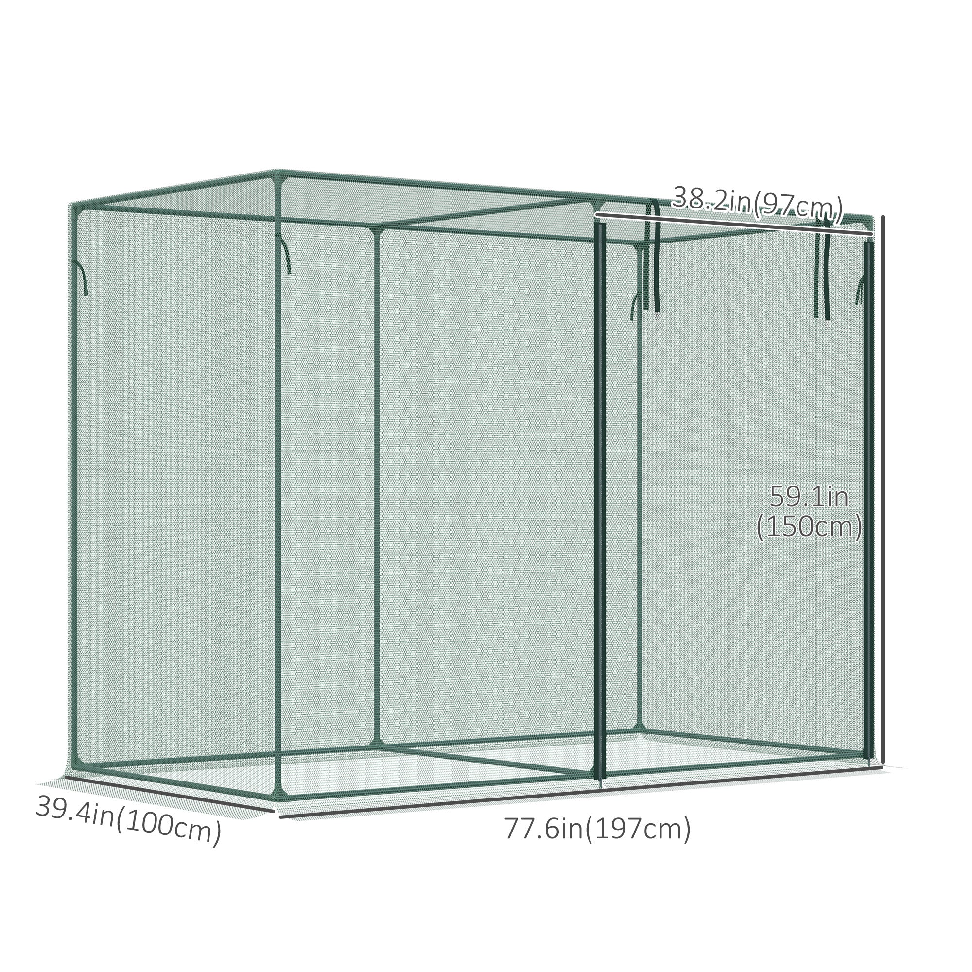 6.5 x 3.3ft Crop Cage, Garden Plant Protector with Single Zippered Door, Storage Bag and Ground Stakes, Black