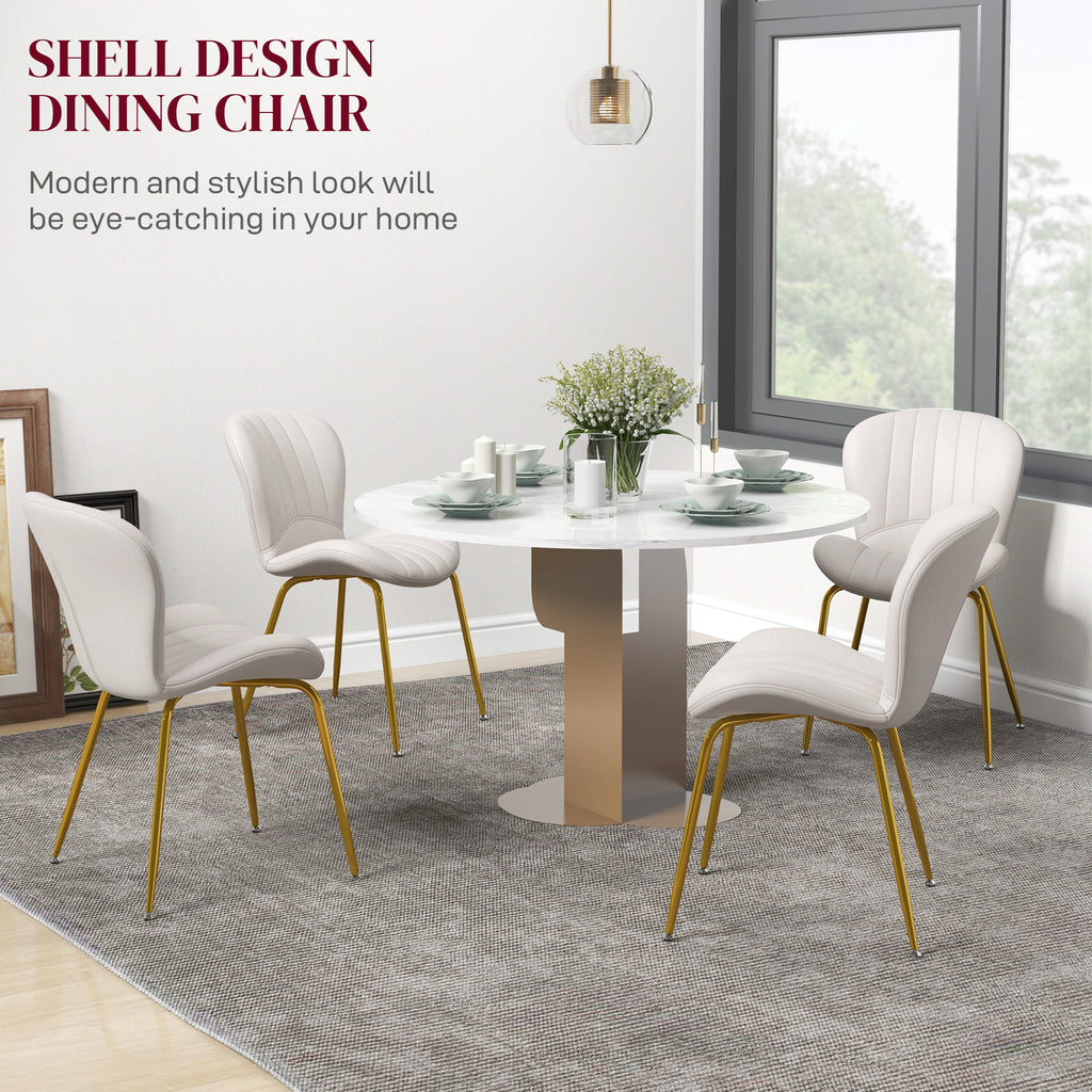 Dining Chairs Set of 2, Modern Accent Chair with Cushioned Backrest, Upholstery for Living Room, Cream White