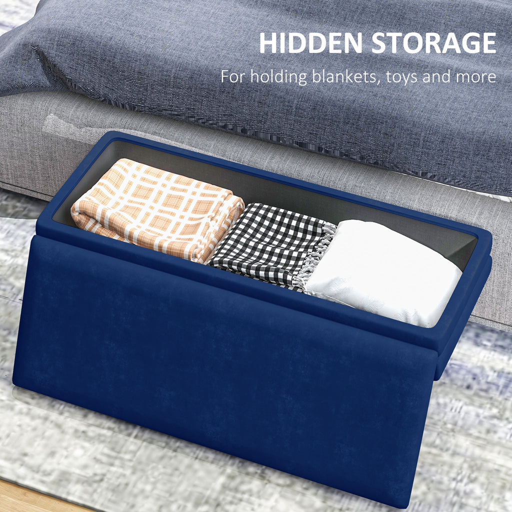 39" Storage Ottoman, Velvet End of Bed Bench with Steel Legs, Foot Stool with Storage for Bedroom, Living Room