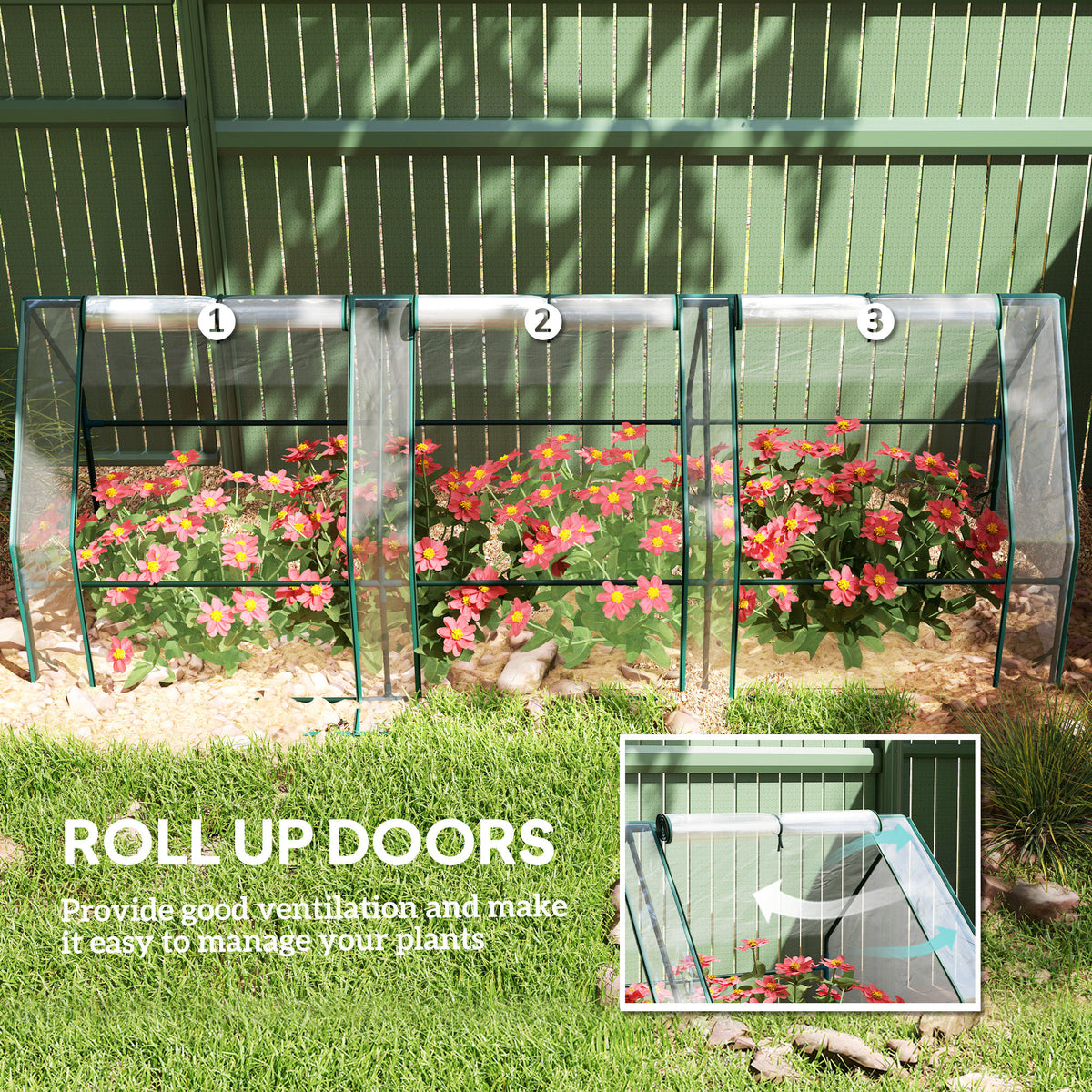 Portable Mini Greenhouse Tunnel Growing Tent Plants Flower Warm House w/ Zippered Roll-up Doors, Clear