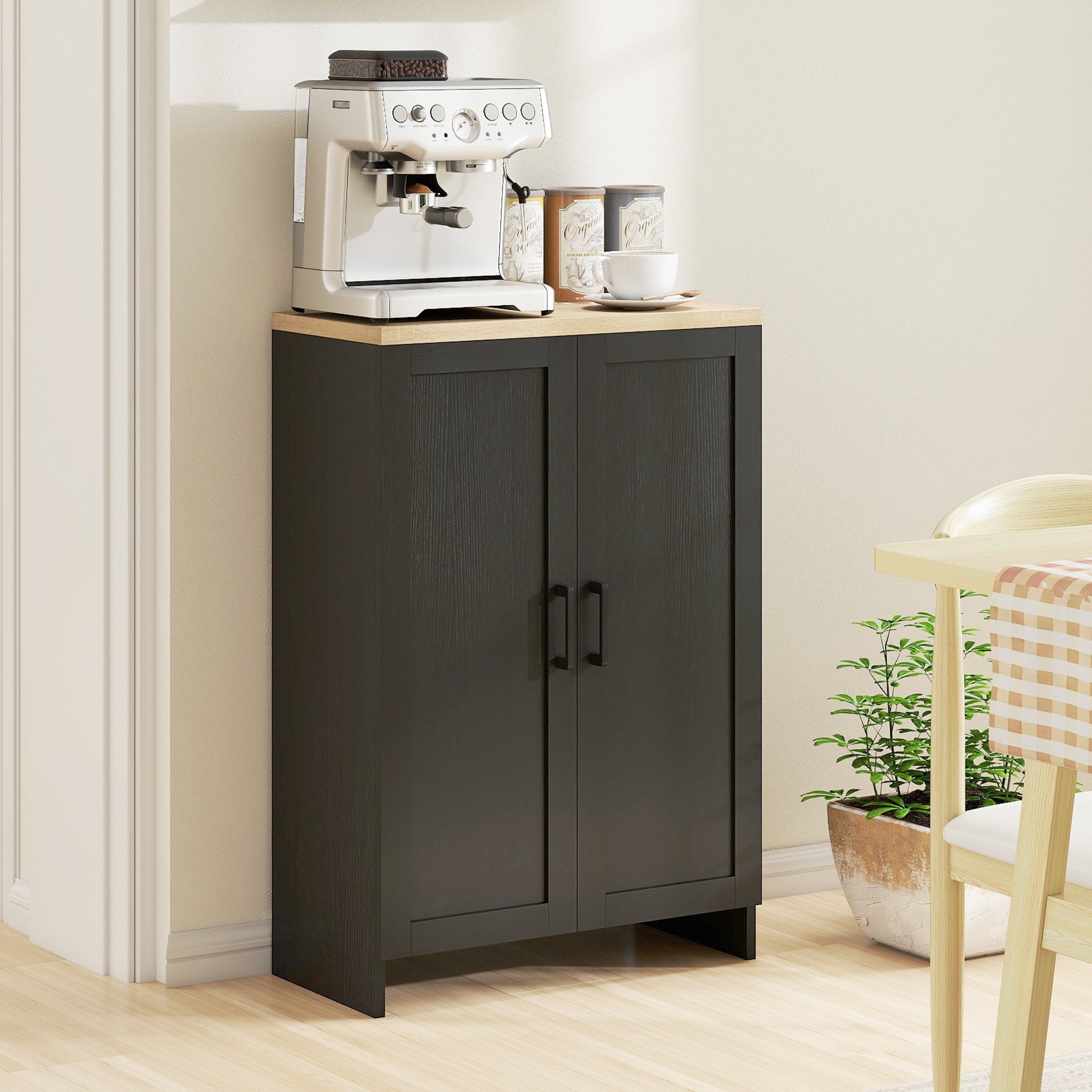 Modern Storage Cabinet with Doors and Adjustable Shelf for Kitchen, Living room, 23.6" x 11.8" x 35.4", White