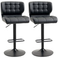 Swivel PU Leather Barstools Set of 2 Adjustable Bar Stools with Footrest Back for Kitchen Counter Dining Room Black