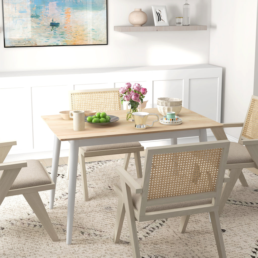 47" x 30" Dining Table, Farmhouse Dining Room Table with Pine Wood Frame, Space Saving Kitchen Table, Natural
