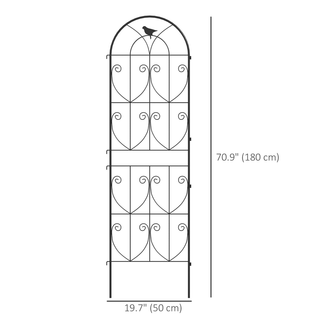 Set of 2 Metal Garden Trellis, Decorative Trellis Panels, Bird Design, 150 x 50 cm, Black