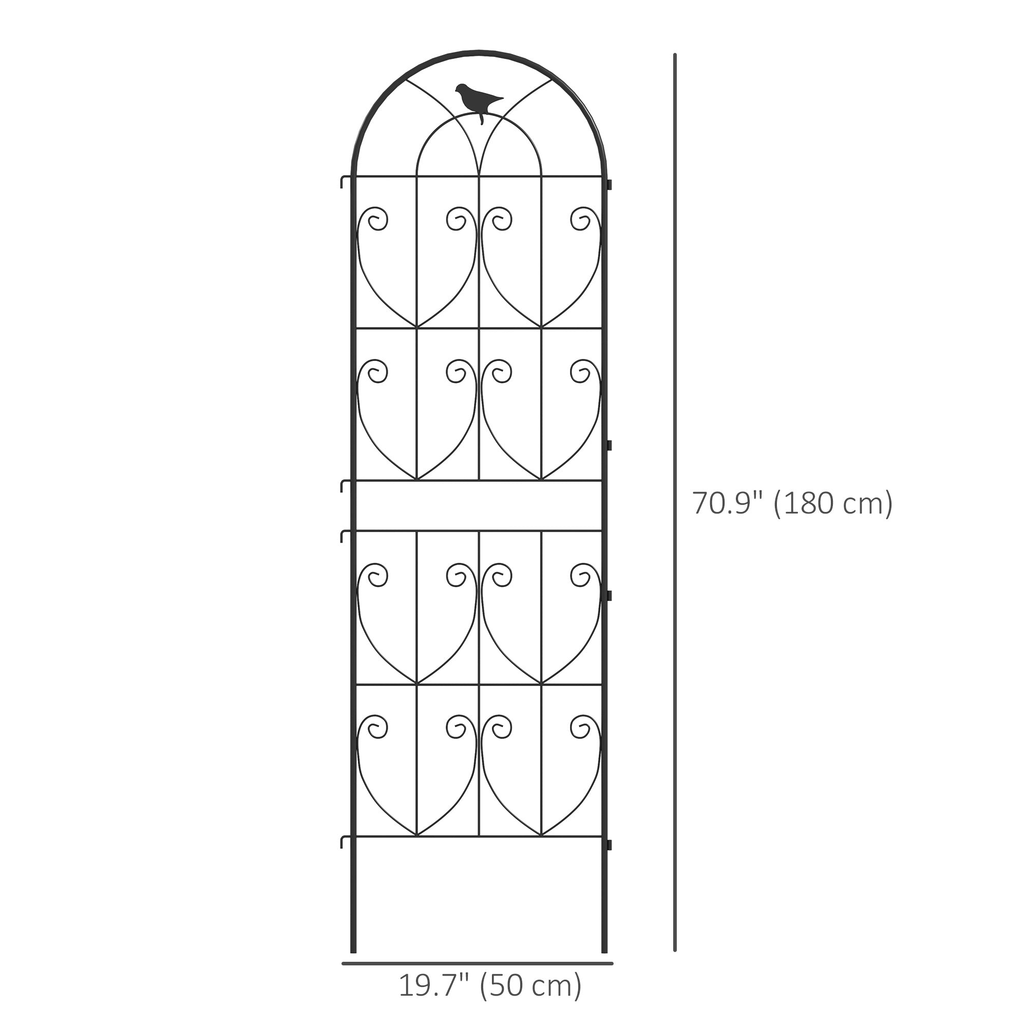 Set of 2 Metal Garden Trellis, Decorative Trellis Panels, Bird Design, 150 x 50 cm, Black