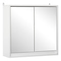 Wall Mounted Bathroom Medicine Cabinet Mirrored Cabinet with Hinged Door 2-Tier Storage Shelves White