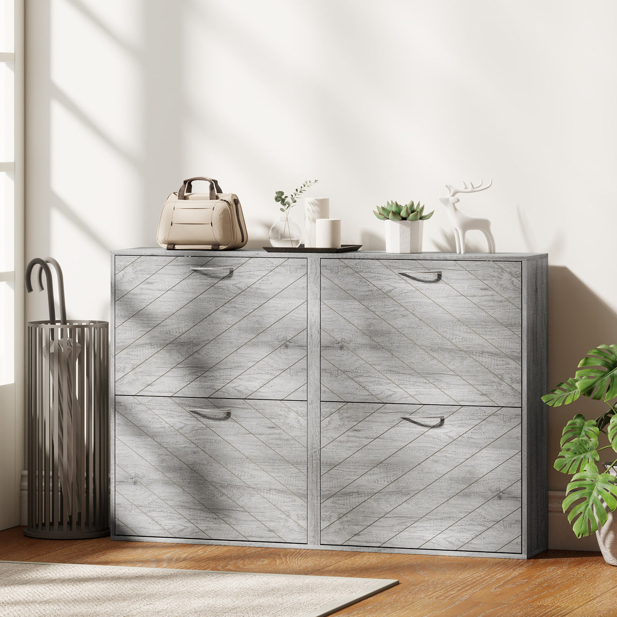 Shoe Storage Cabinet with 3 Flip Drawers, Narrow and Slim, 12 Pair of Shoes Organizer for Hallway, Entryway