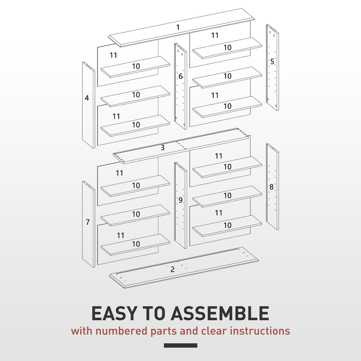 8-Tier DVD Shelf with 12 Adjustable Shelves, Double CD Shelf, Holds 720 CDs, 396 DVDs or 396 Blu-rays, Black